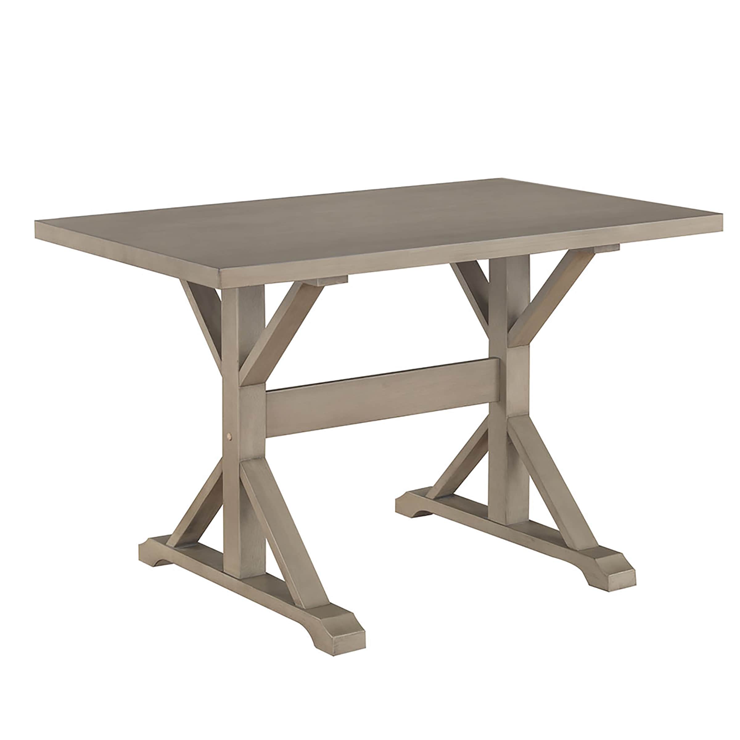 Carolina Cottage T4830-WG Florence Weathered gray Transitional Dining Table, Wood with Weathered gray Wood Trestle Base 30-in L x 30-in H