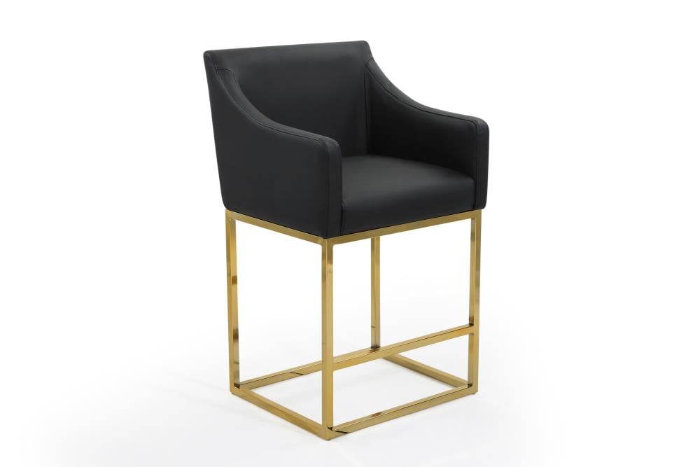 Chic Home Design FCS9406-LW Bluebell Black Small Upholstered Wood Bar Stool with Arms & Back