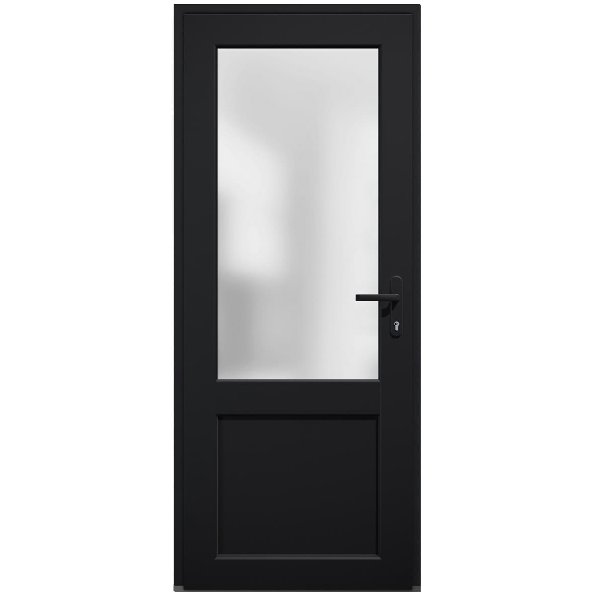 Vdom doors VDOMDOORS MANUX 8422 Exterior Prehung Steel Door Matte Black 36-in x 80-in Left-hand inswing