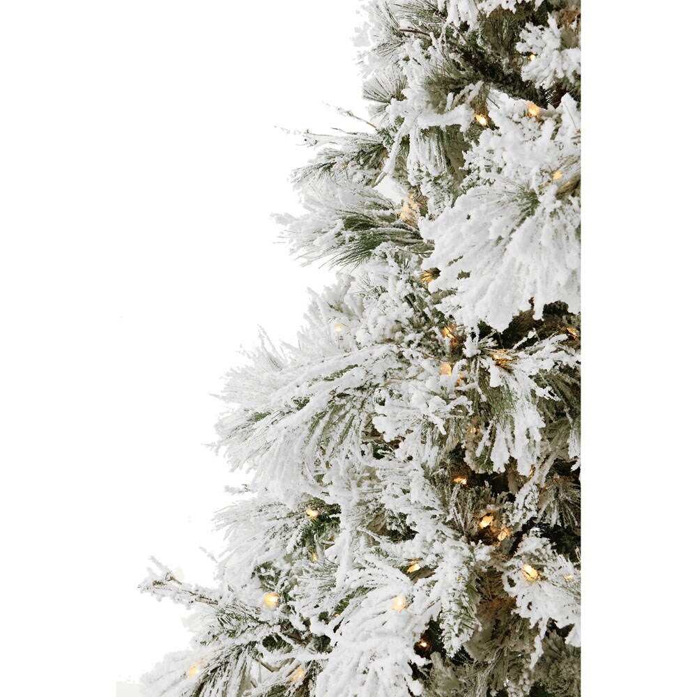 Fraser Hill Farm 7.5-ft Pine Pre-lit Flocked Artificial Christmas Tree ...
