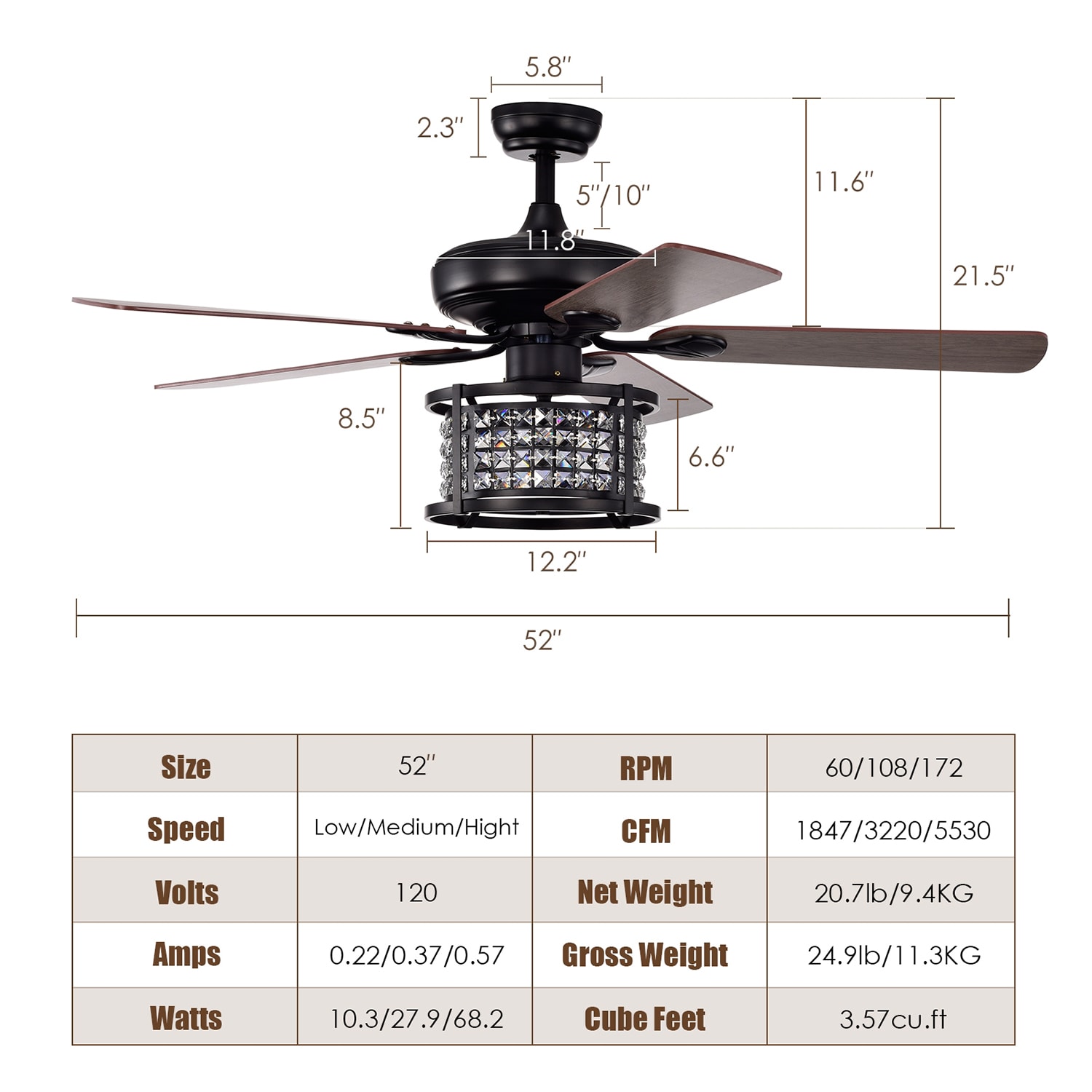 WELLFOR CHY-CF052USBK Ceiling-Fans - View #12