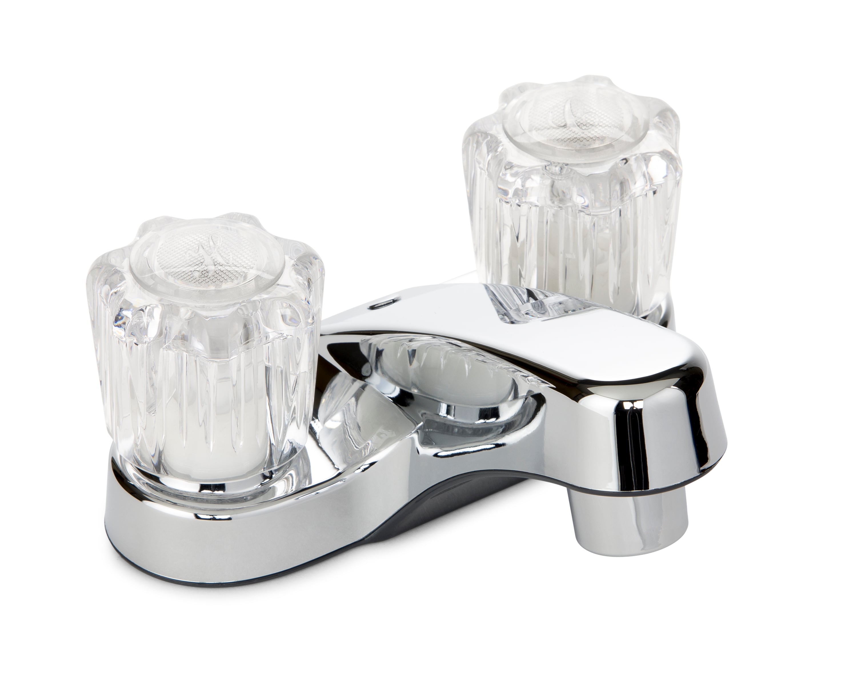 Keeney Stylewise Polished chrome 4-in centerset 2-handle Low-arc Residential Handle Bathroom Sink Faucet with Deck Plate