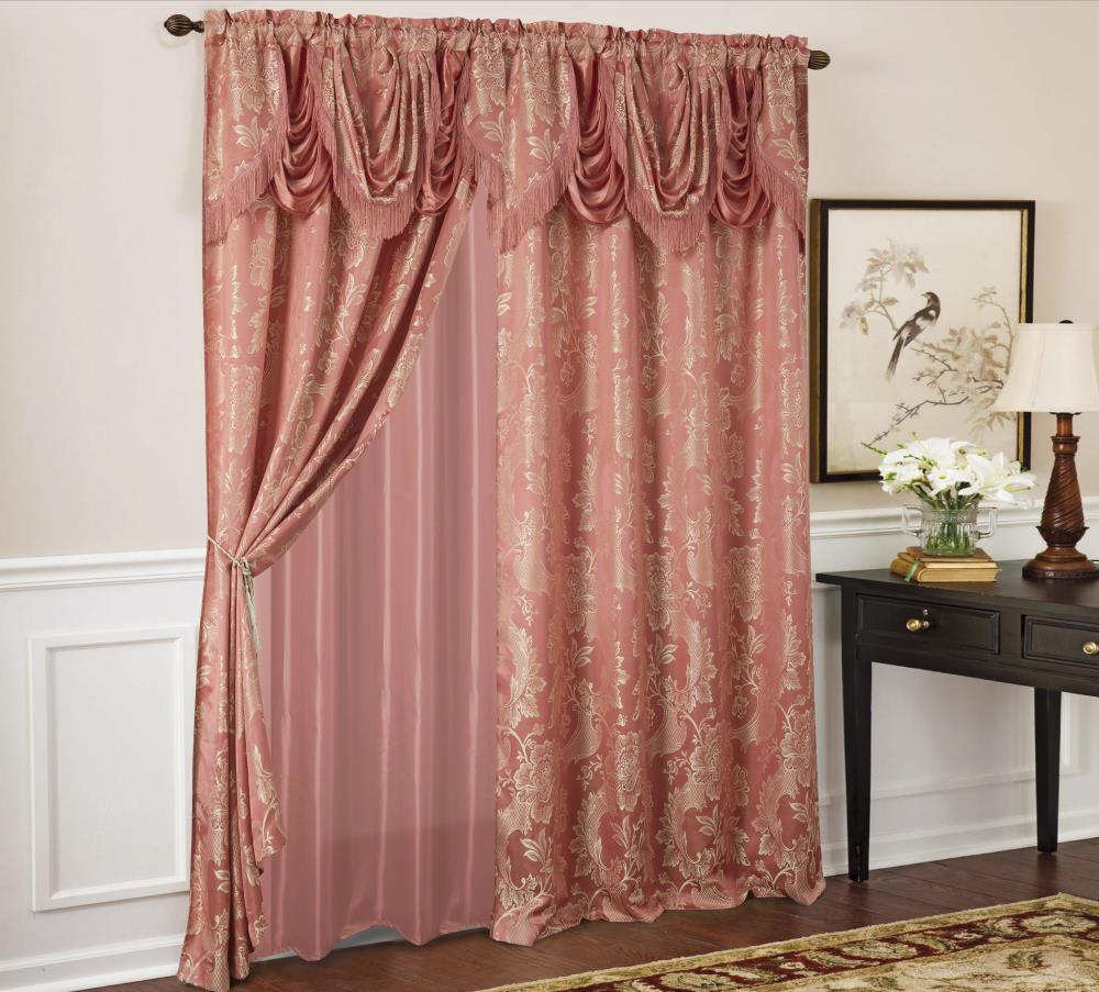 RT Designers Collection PNR21424 84-in Coral Light Filtering Standard Lined Rod Pocket Single Curtain Panel