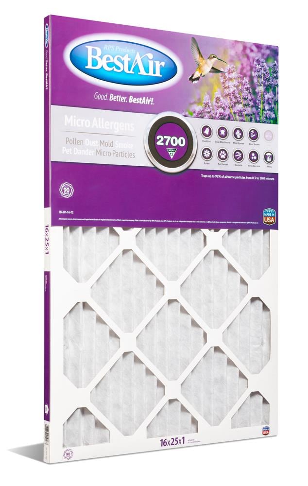 BestAir B1-1625-12-6 16-in W x 25-in L x 1-in MERV 12 B1-1625-12-6 Electrostatic Pleated Air Filter