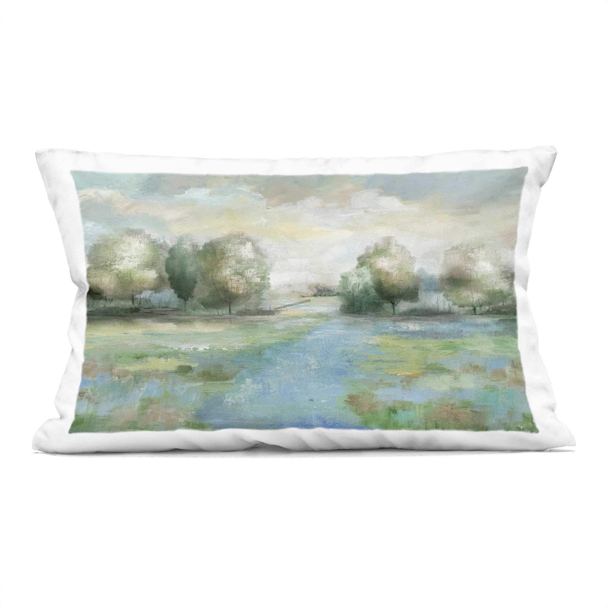 Stupell Industries  Abstract Rural Meadow Stream Decorative Printed Pillow Design by Nan