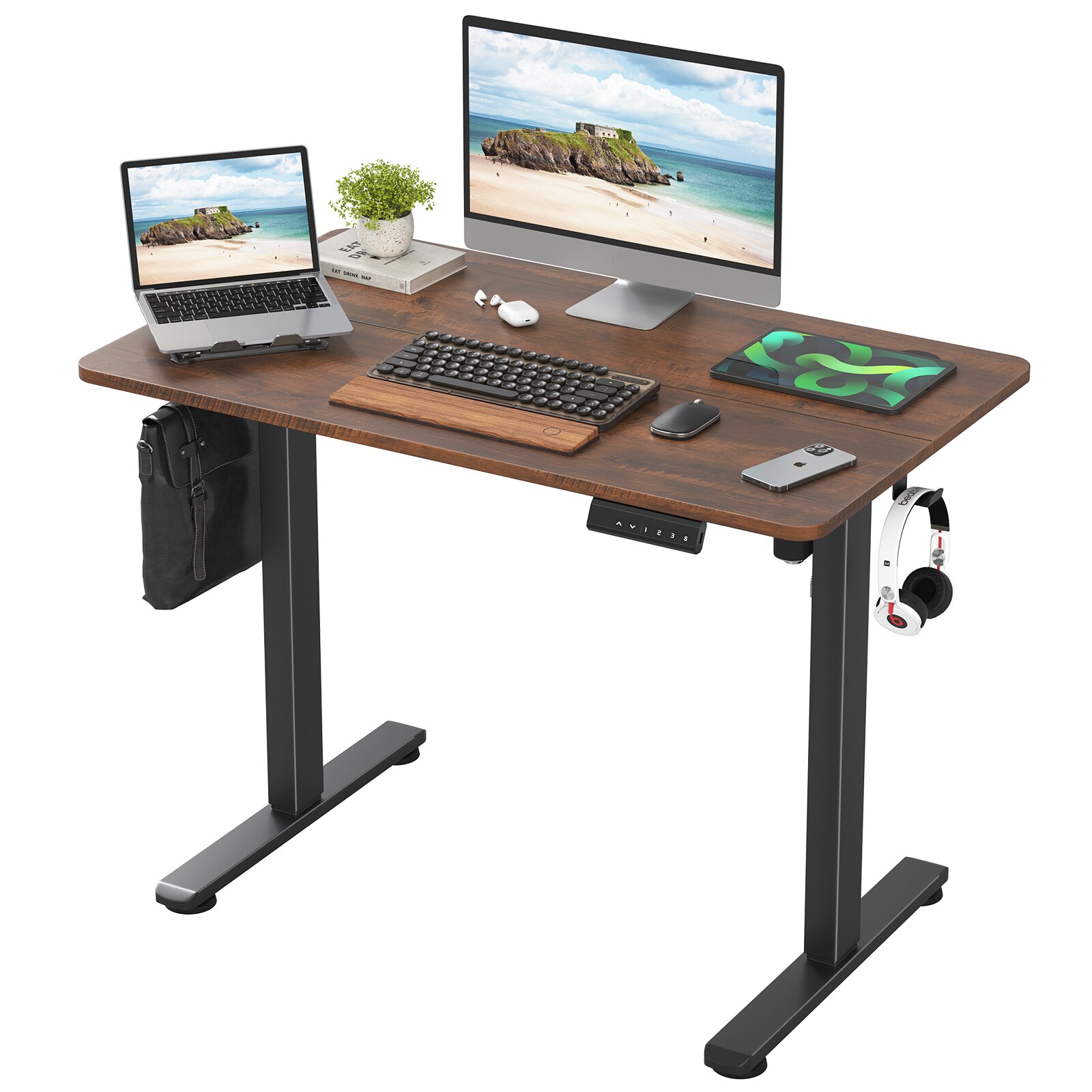 REIBII 41 Inch Electric Standing Computer Desk Adjustable Height Sit Stand Home Office Desk with Splice Board #FXLS0604-512Z140