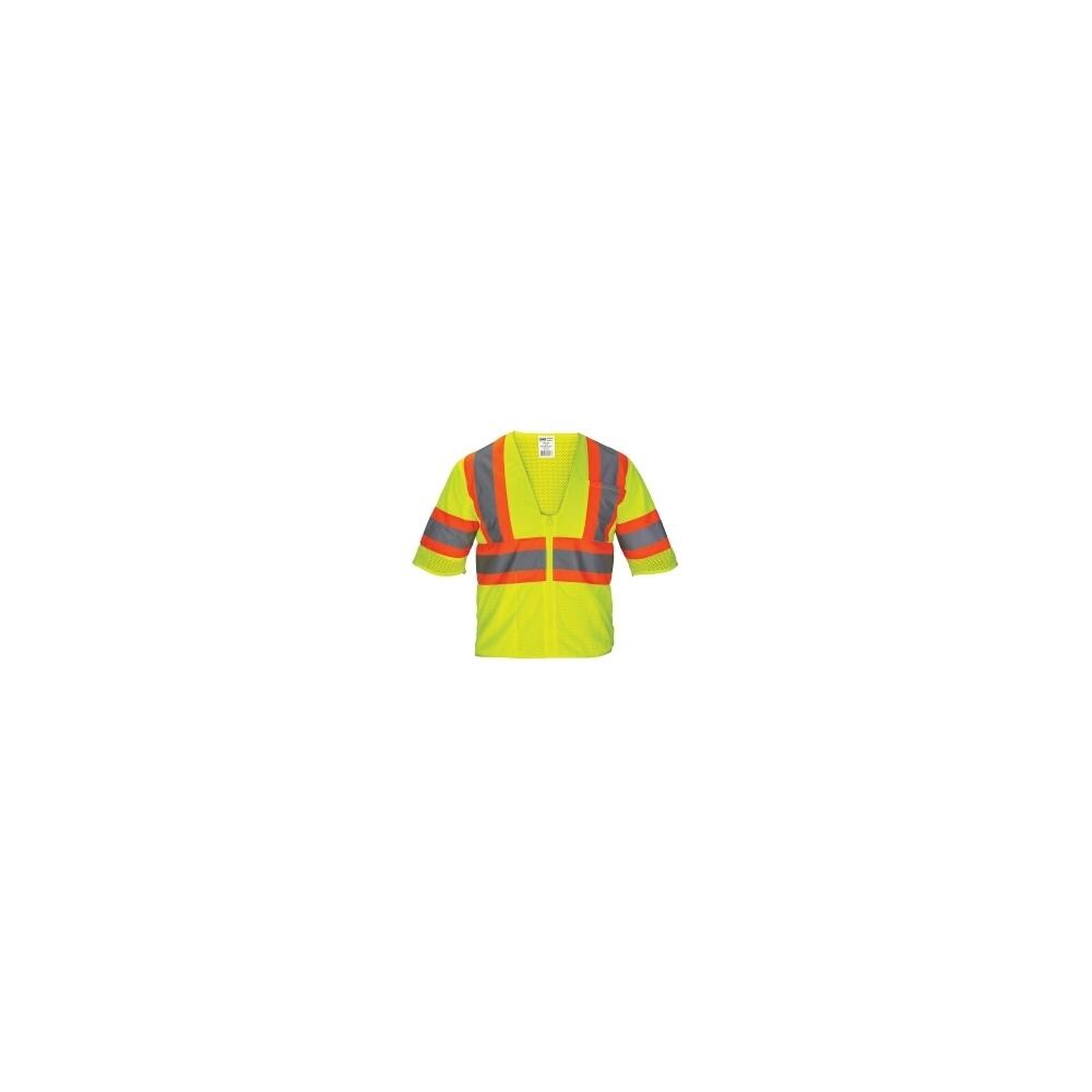 SAS Safety ISN56931 Class 3 Mesh Vest with 2 in. Reflective Contrast Trim Yellow- Medium