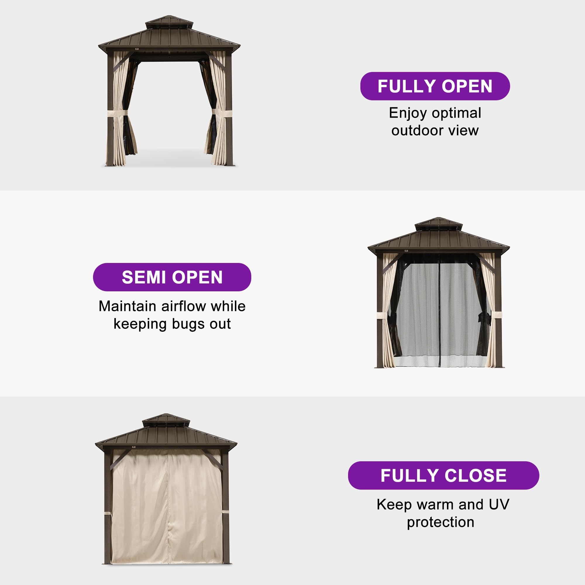 PURPLE LEAF LS04JJG0808-BR Wood-Resin-Gazebos - View #5