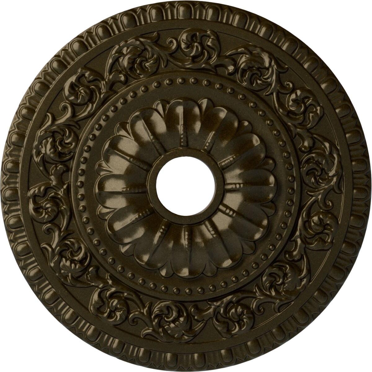Ekena Millwork CM23VAGGS Vaduz 23.5-in W x 23.5-in L Painted Green Gold Polyurethane Whole Ceiling Medallion