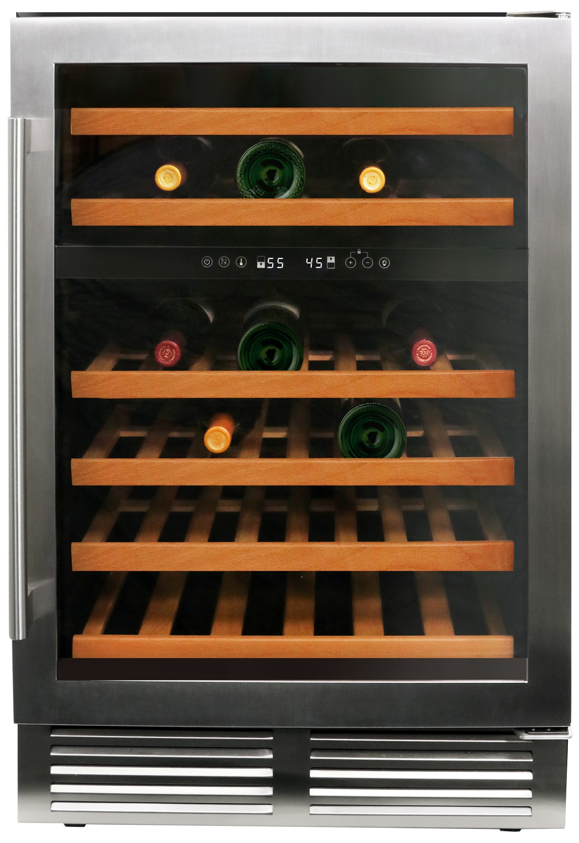 BLACK+DECKER 24 Bottle Wine Fridge with LED Display, Compressor Cooling  Wine Cooler Refrigerator with Interior Light, Temperature Controlled Wine