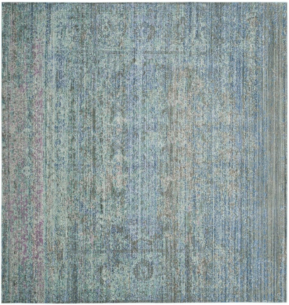 Safavieh MYS920F-7SQ Mystique Hombre 7 x 7 (ft) Loomed Polyester Blue/Multi Square Indoor Distressed/Overdyed Vintage Area rug