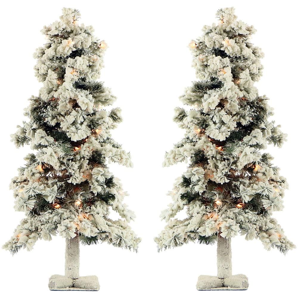 Elegant 2-Ft White Pine Pre-Lit Christmas Tree with Clear Lights