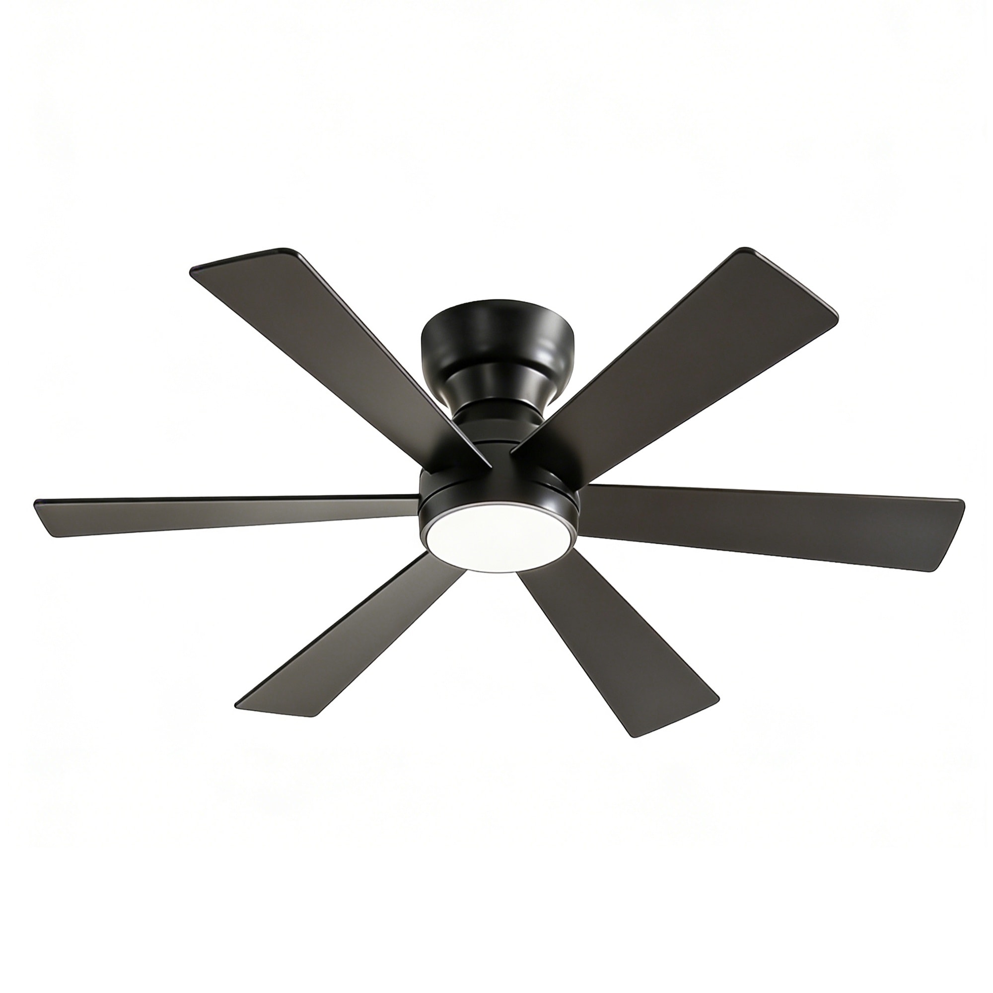 HyperDrop Cart 46 in Flush Mount Ceiling Fan with Light and Remote/ Quiet 6-Speed DC Motor/ 6 Plywood Blades/ Reversible/ Matte Black/ for Patio/ Living Room Office