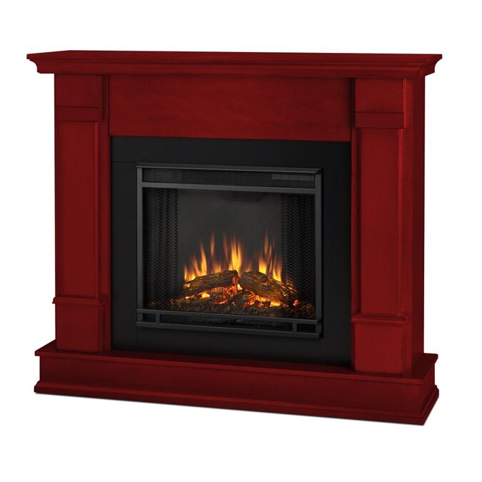 Real Flame 48 In W Rustic Red Fan, Silverton Electric Fireplace Mantel Package In White G8600e W
