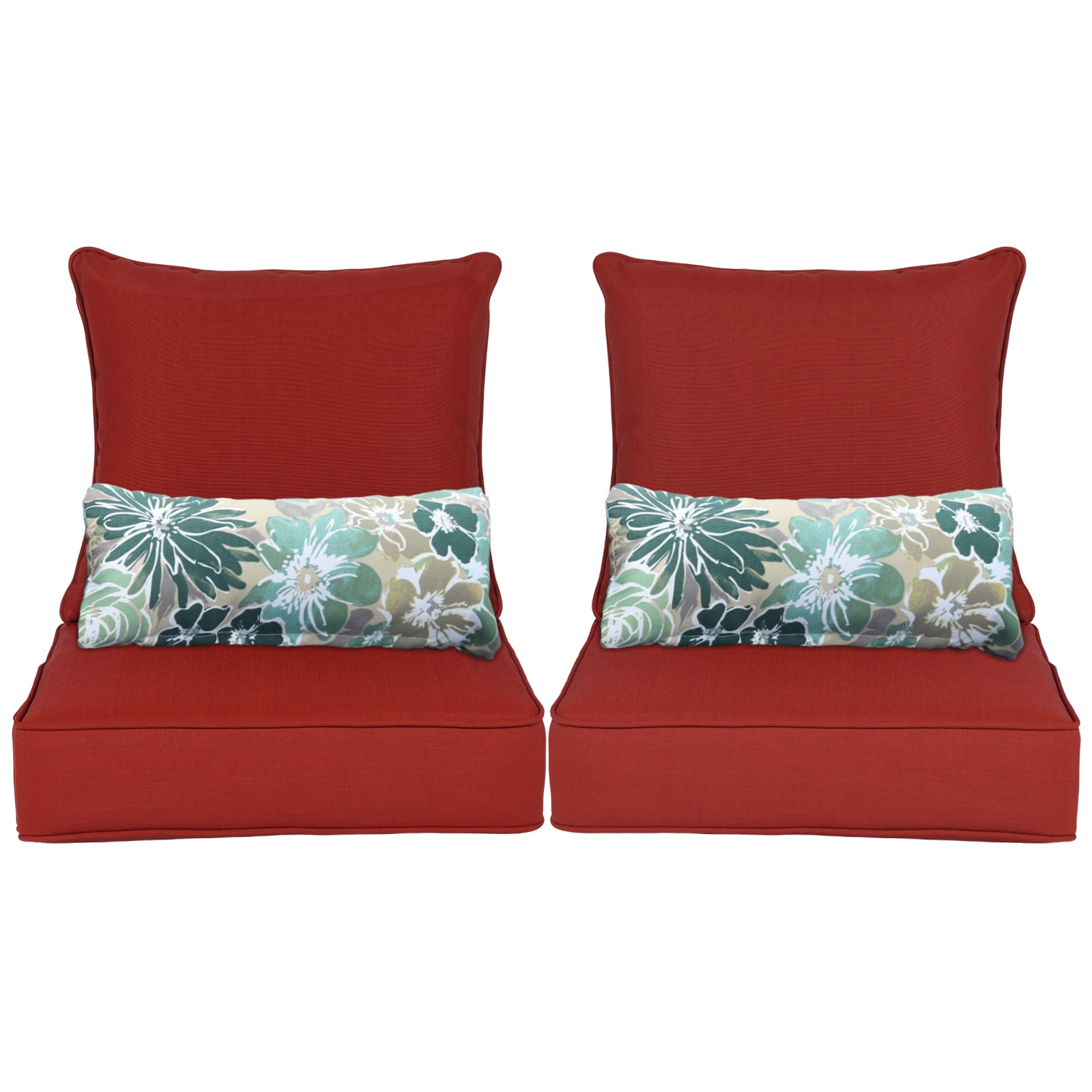 Aoodor A059-PRDRD Patio Chair Cushion Set 24-in x 24-in 6 -Piece Red Deep seat patio chair cushion