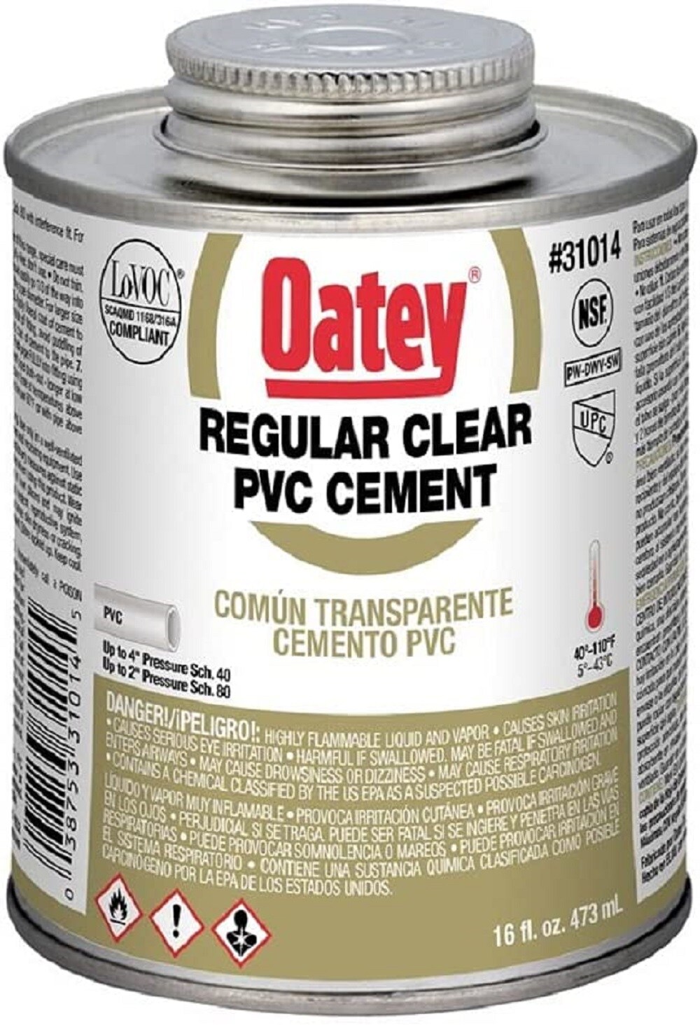Oatey 760308 16-fl oz Clear PVC Cement
