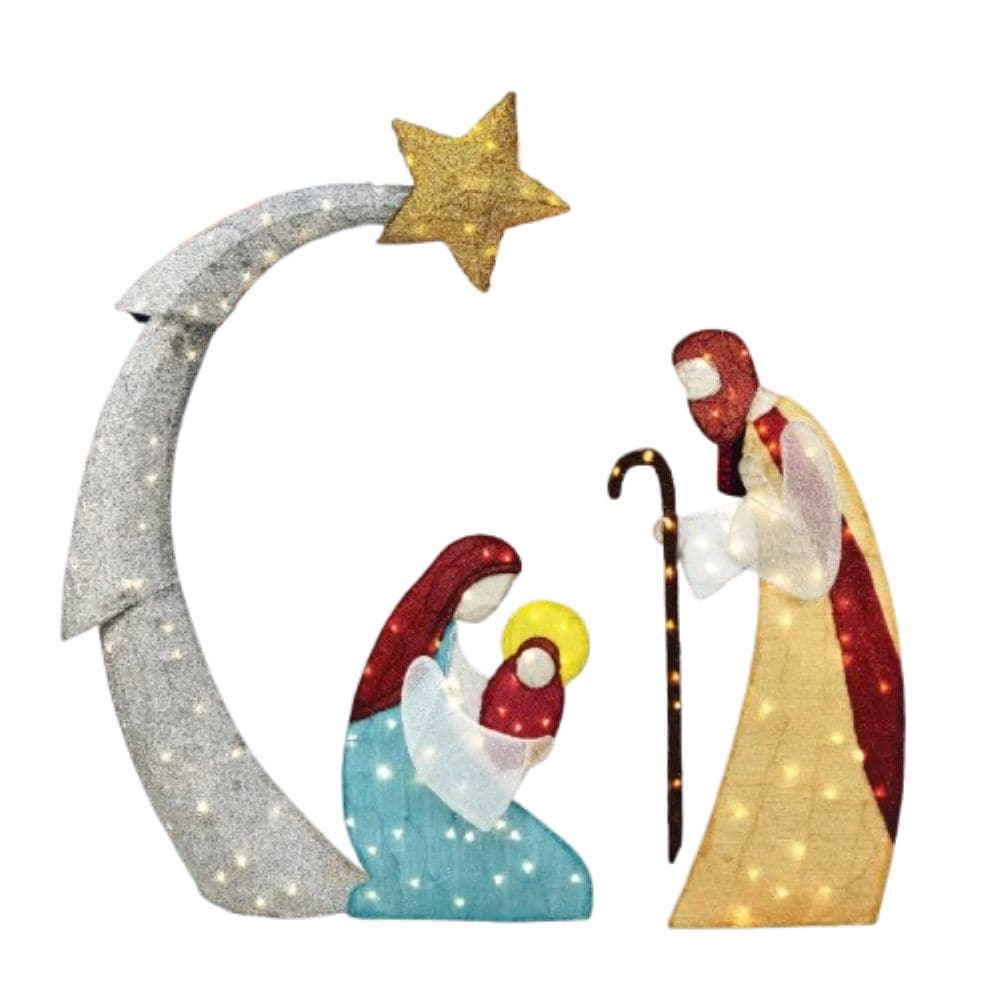Joyfy 30709 60-Inches Freestanding Nativity Free standing decoration with White LED Lights