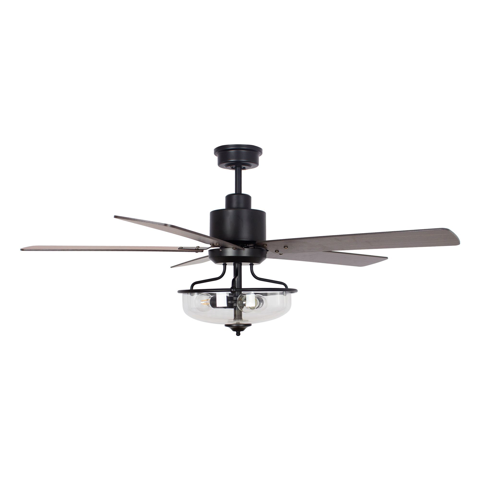 Parrot Uncle 52-in Black with Brown Blades Indoor Ceiling Fan Light Kit ...