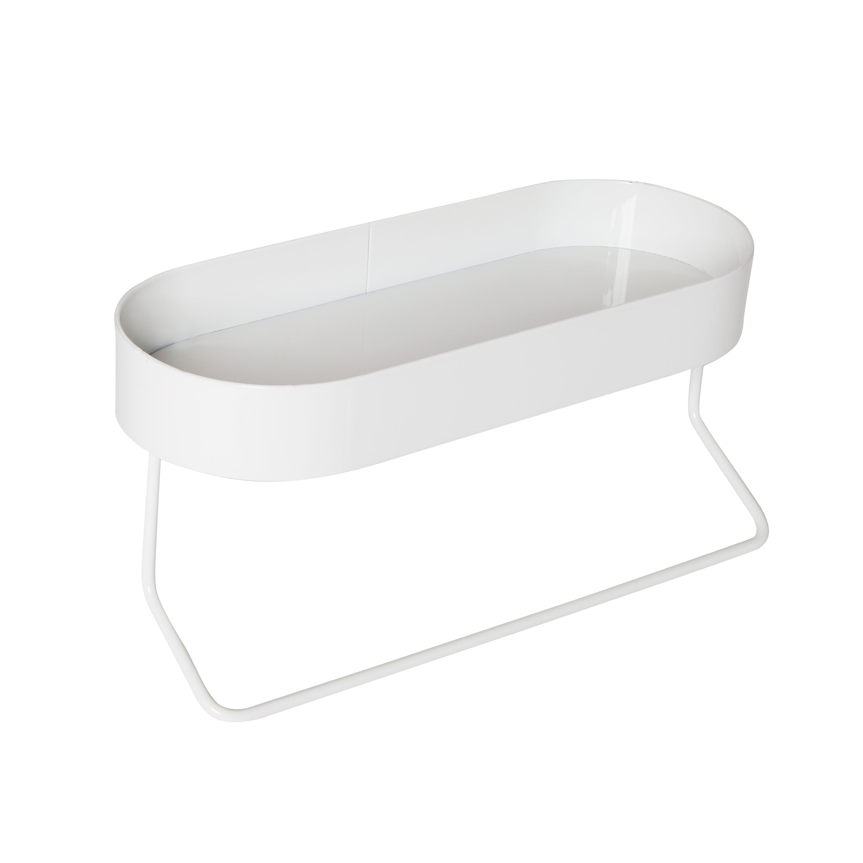 White Steel Wall-Mounted Shelf with Towel Bar