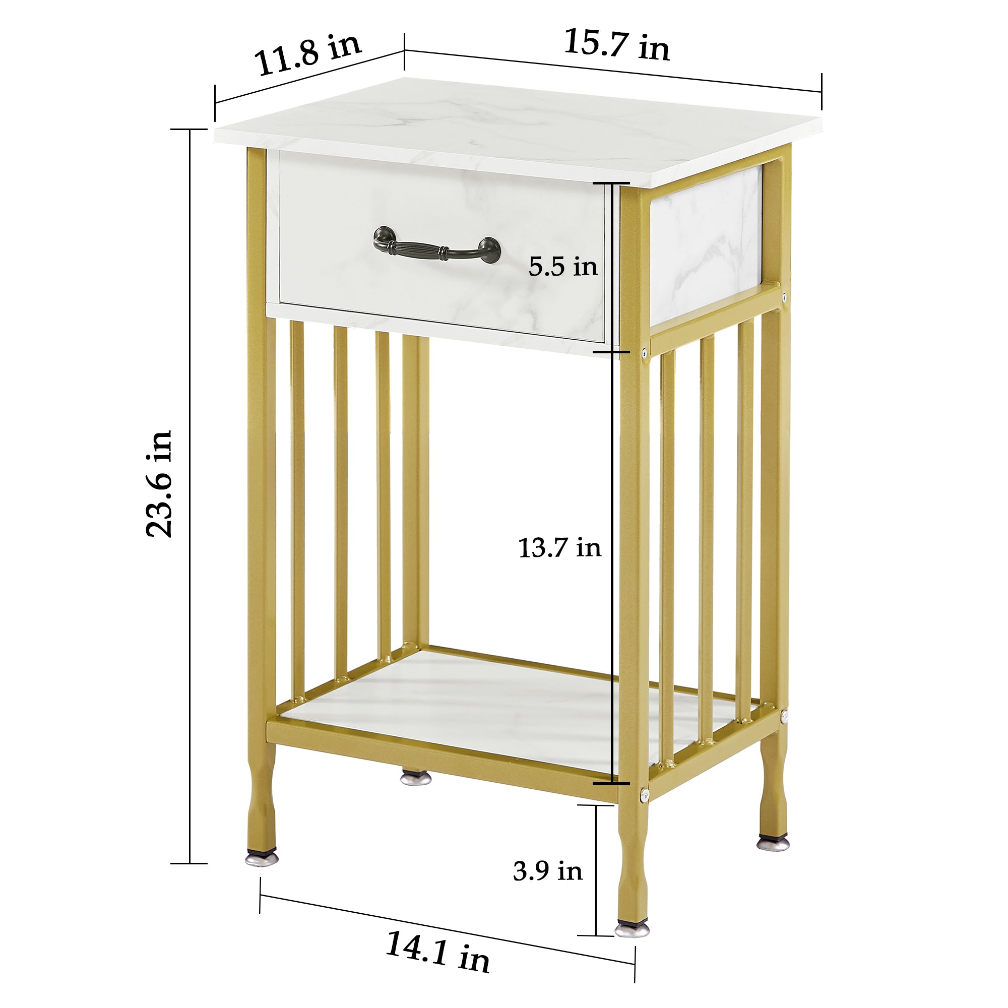Vecelo LOE-MX-NS24-GLD nightstands - View #3