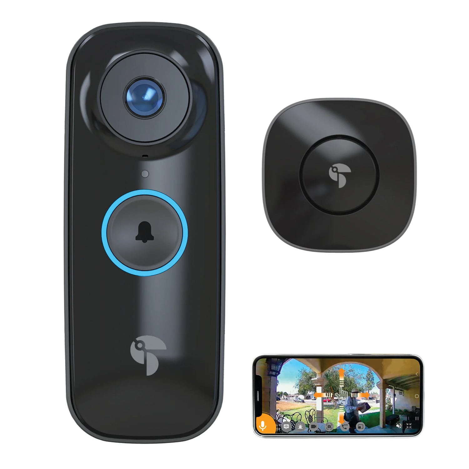 Toucan TVDP05GR Pro Black Wired or wireless Doorbell Smart Doorbell kit