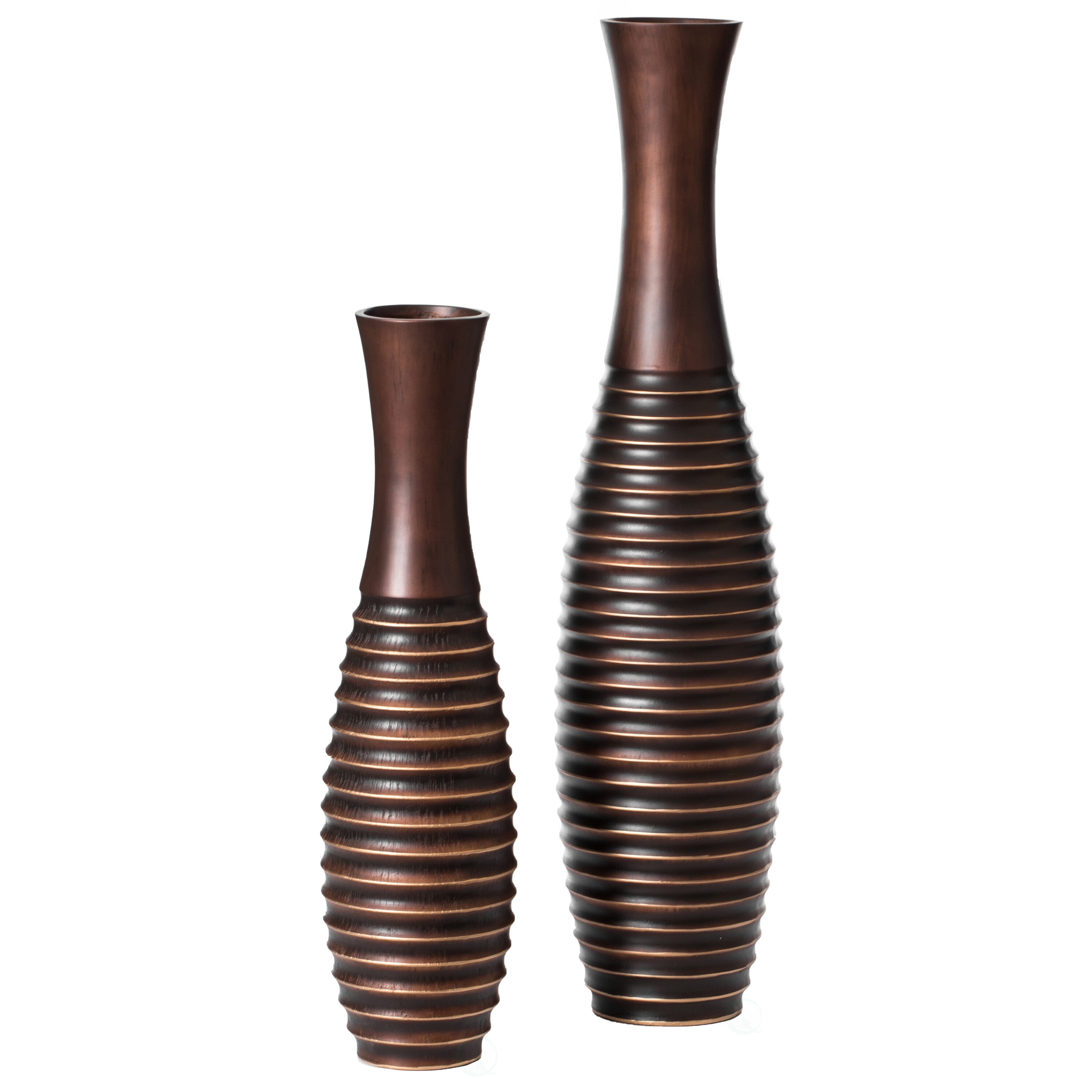 Uniquewise QI004191.2 2 -Pack Brown Polyresin Modern Vase