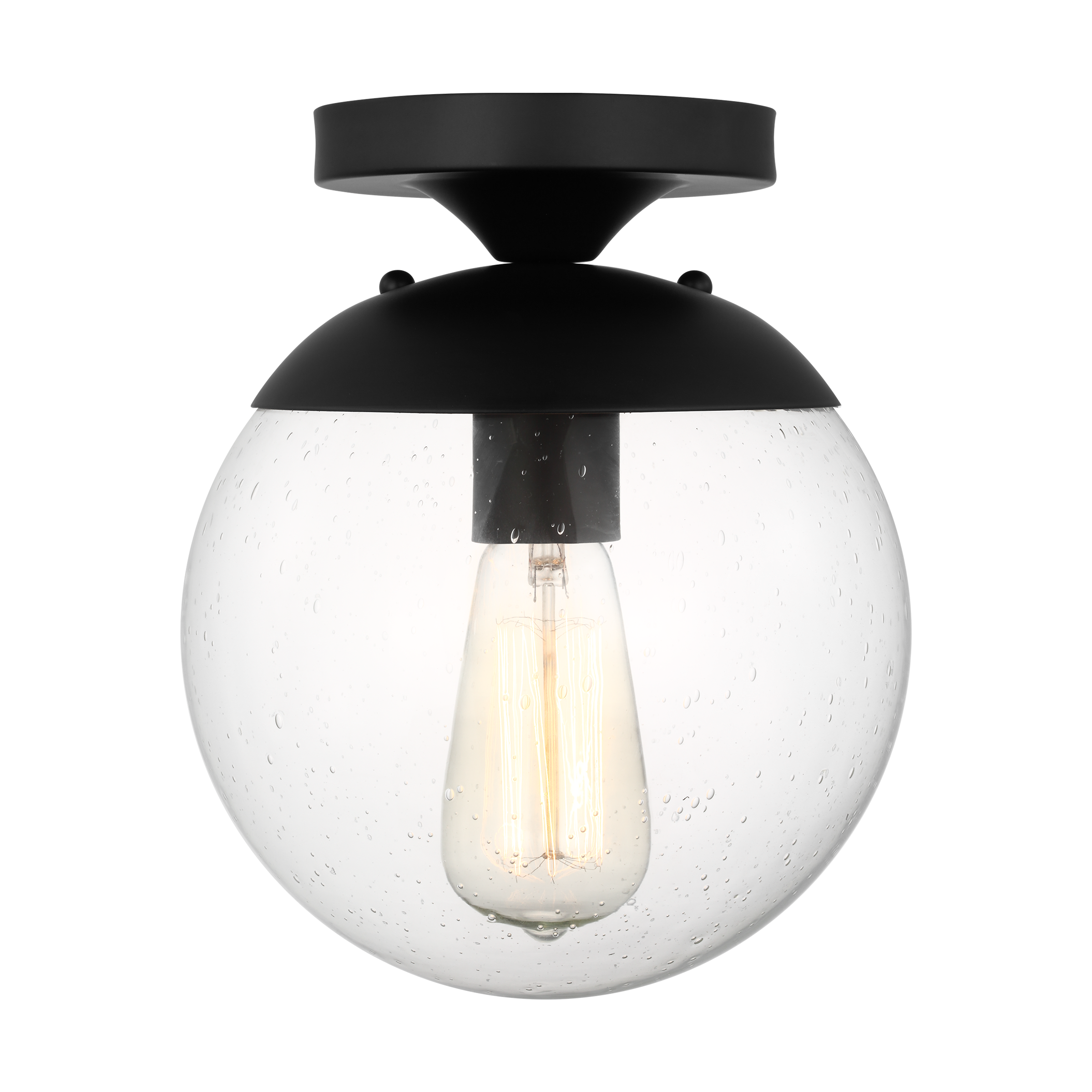 Generation Lighting 7501801-112 Leo 1 -Light 8-in Black Semi Flush Mount Light