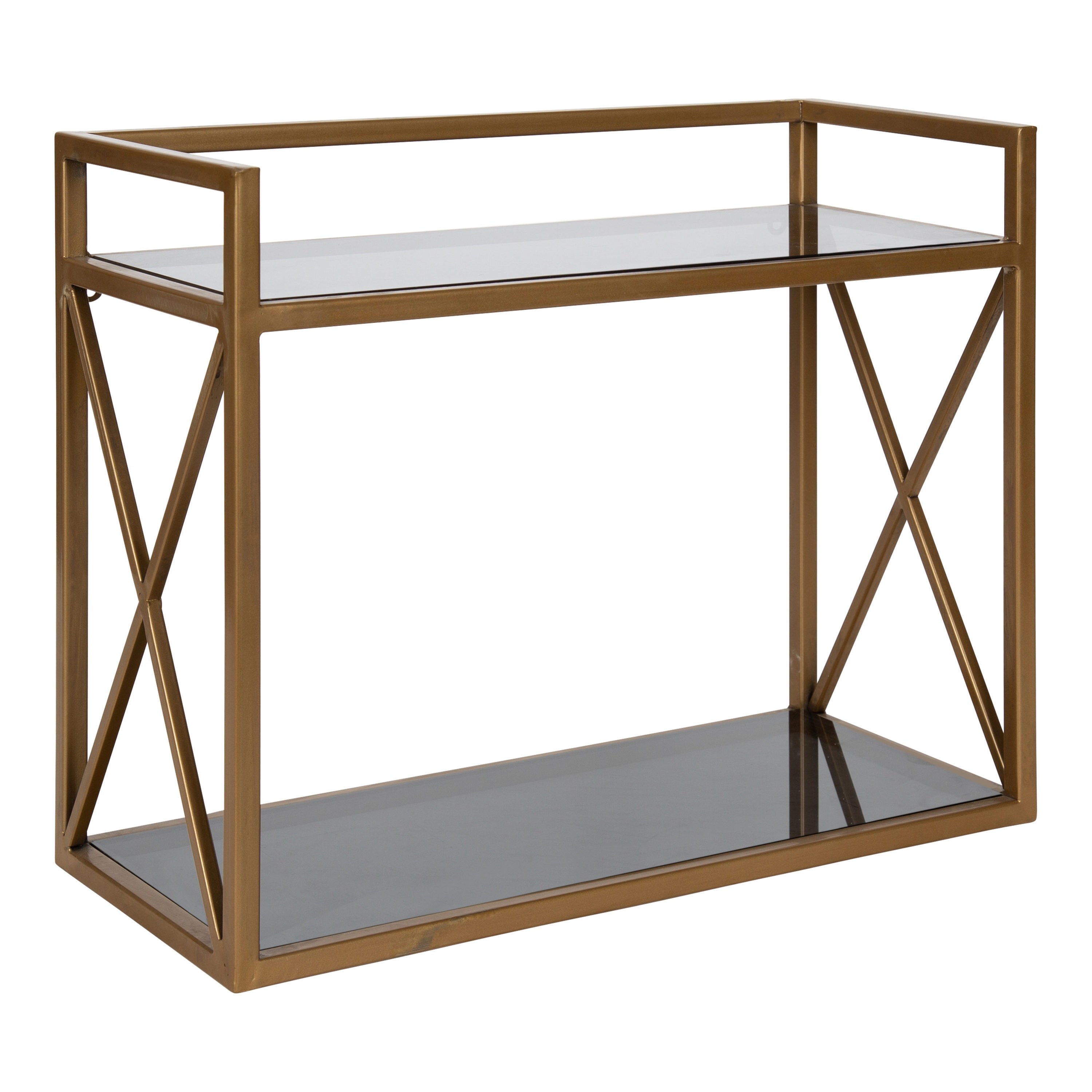 Kate and Laurel 217961 18-Inches L x 8-Inches D x 15-Inches H Gold/Black Metal Rectangular Tiered shelf 2 Decorative Shelves