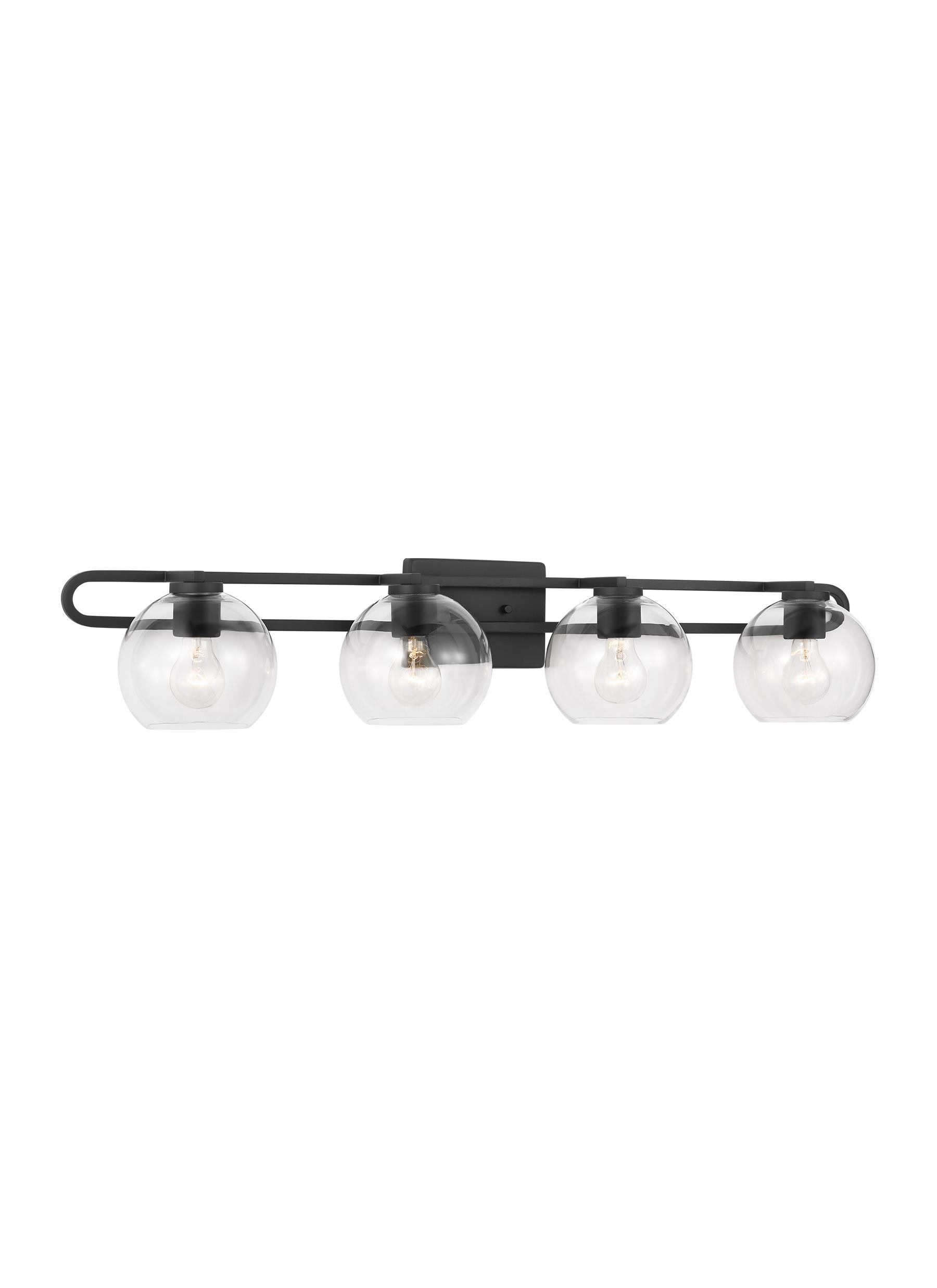 Midnight Black Clear Glass 4-Light Vanity Fixture