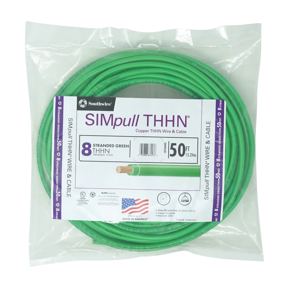 GROUND WIRE STRANDED BARE COPPER 8 AWG 50' FEET