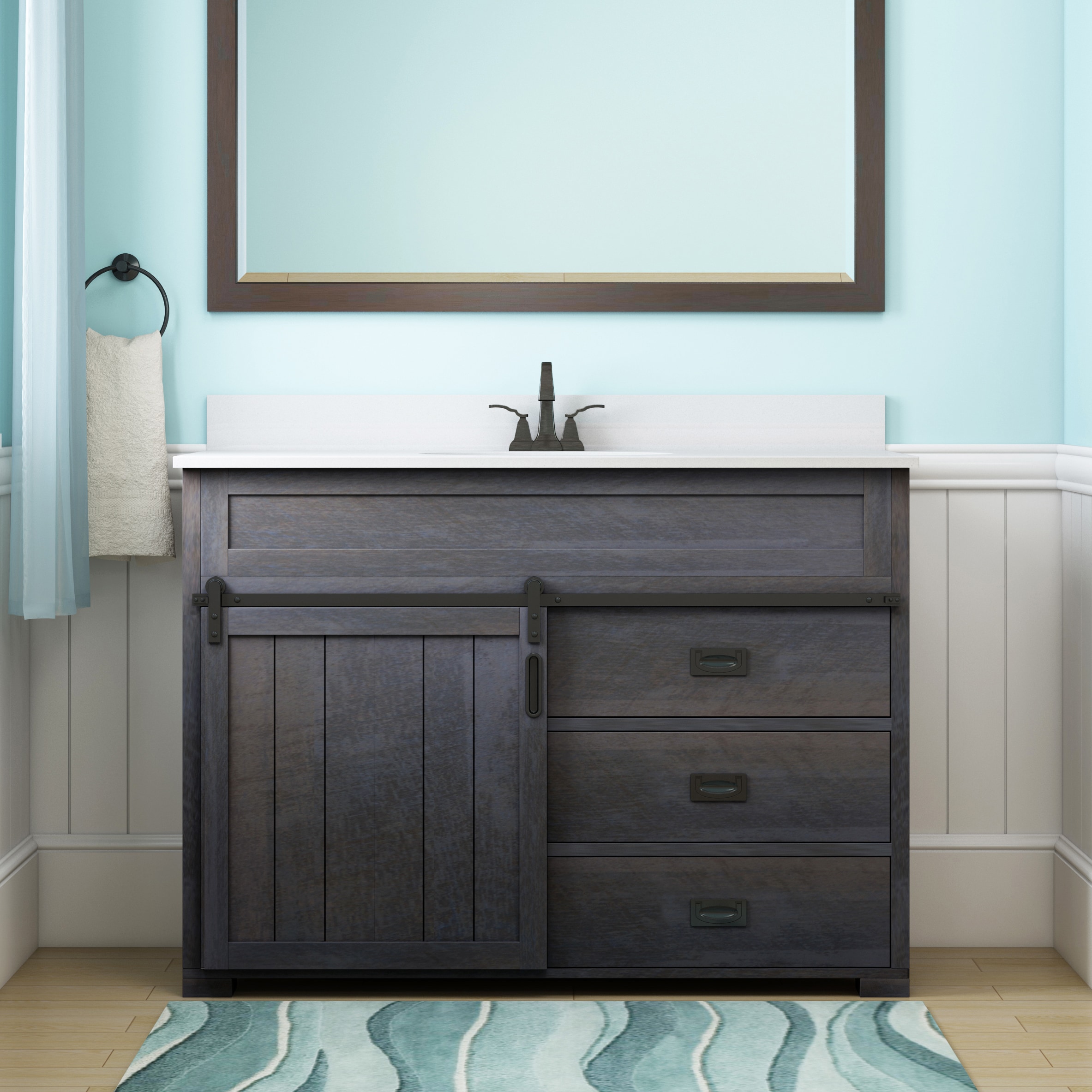Bathroom Vanity Idea - An Open Shelf Below The Countertop (17 Pictures)