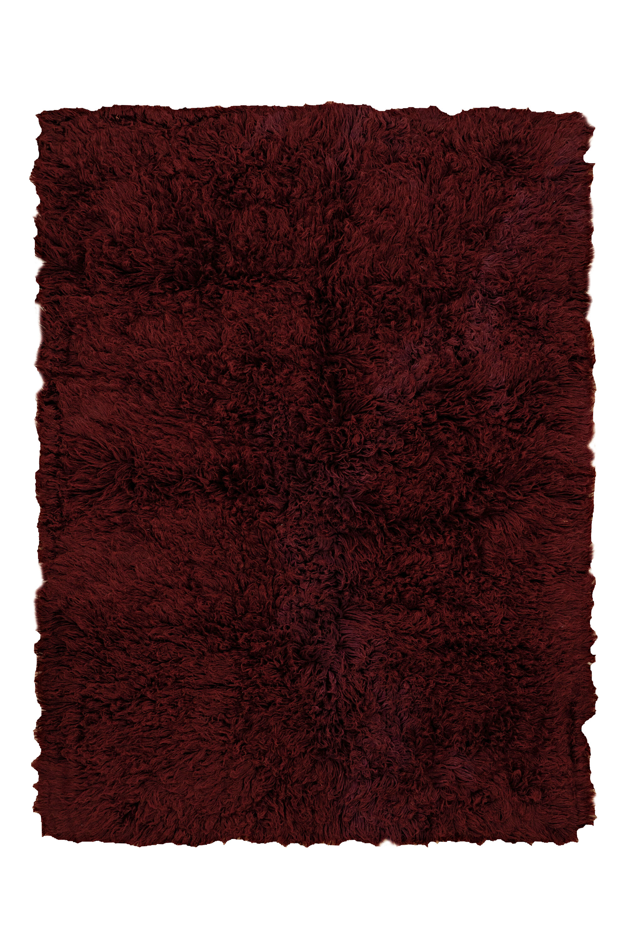Linon FLK-3AM0391 Flokati 9 x 12 (ft) Wool Burgundy Wool Rectangular Indoor Area rug