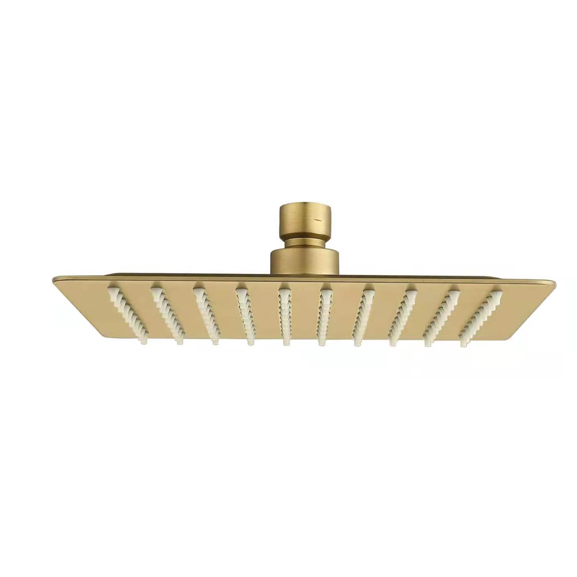 WELLFOR WB-0970 WB Brushed Gold 12-in Square Fixed Rain Shower Head 1.8 GPM