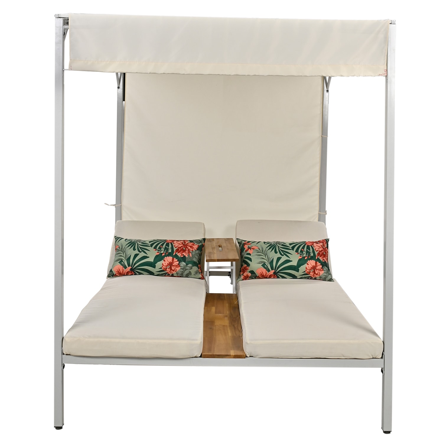 Bybafun YB0600003 Outdoor Daybed with Beige Cushions and Iron Frame