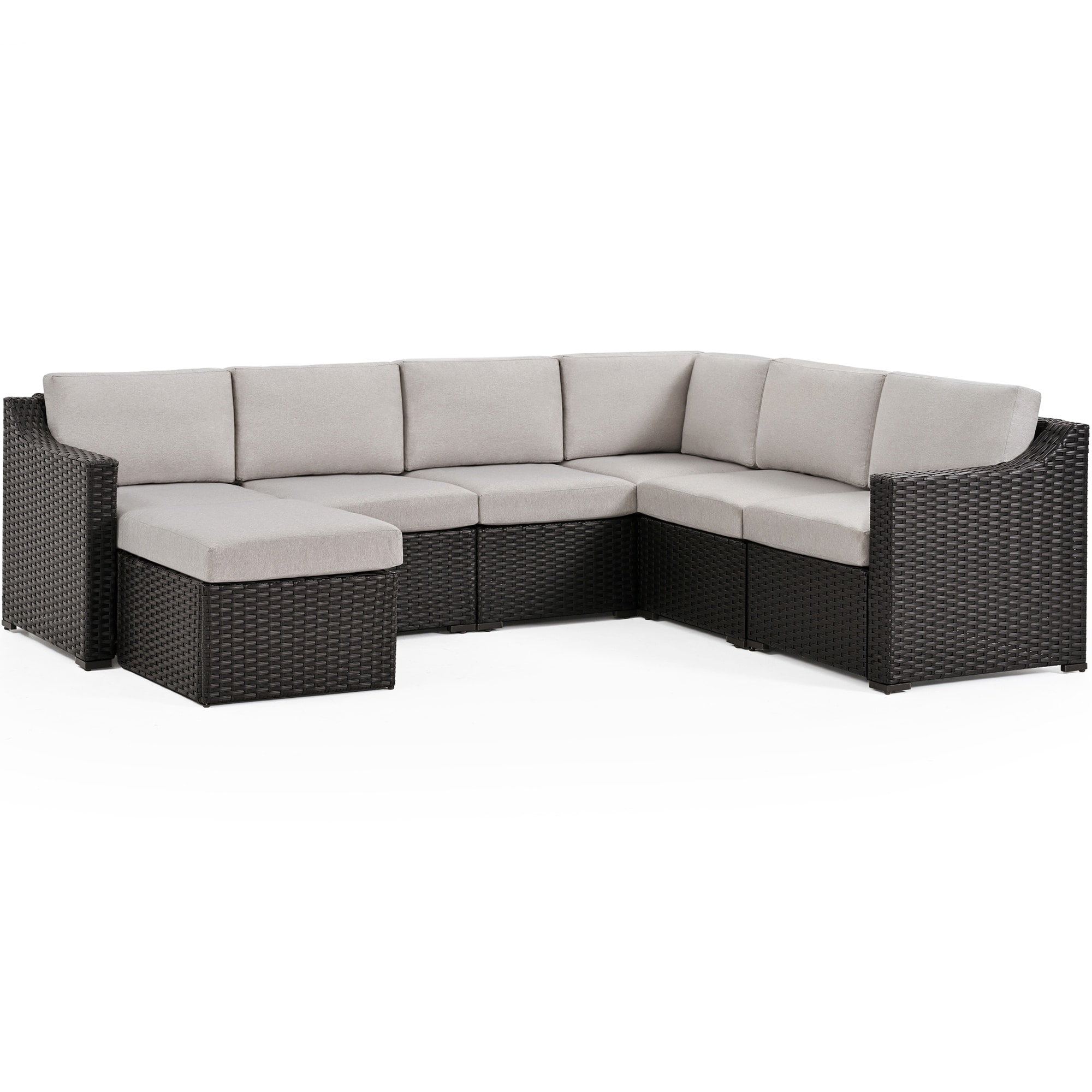  EL-SF7-ZG-WL3 7 -Piece Wicker Patio Conversation Set with Gray Cushions