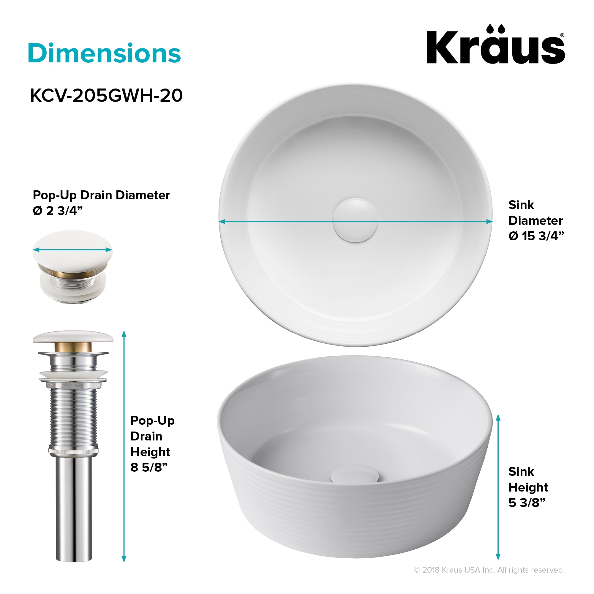 Kraus KCV-205GWH-20 Bath-Sink - View #6