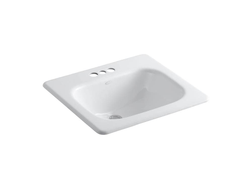 KOHLER 2895-4-0 Tahoe White Cast Iron Drop-In Rectangular Traditional Bathroom Sink (21-in x 19-in)