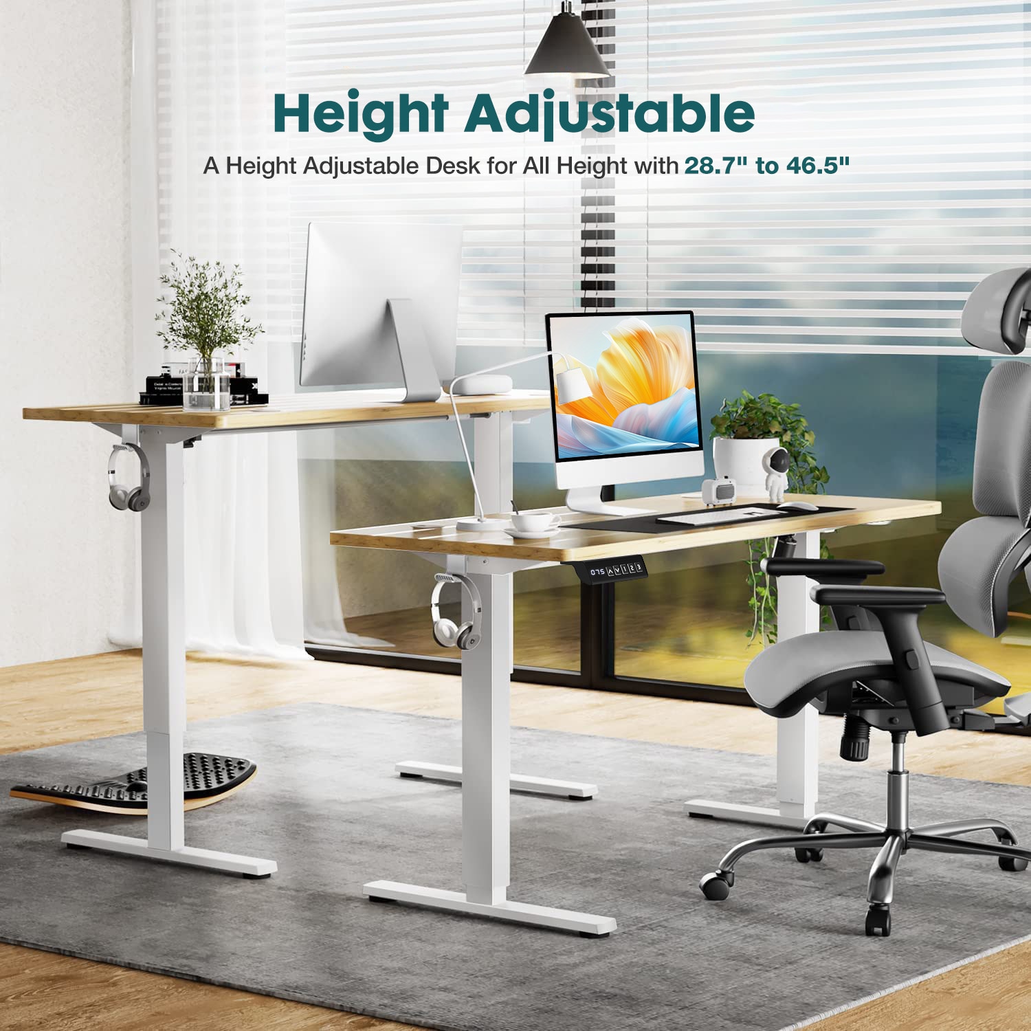 OOU 63 x 24 Electric Adjustable Height Standing Desk Sit Stand Desk ...