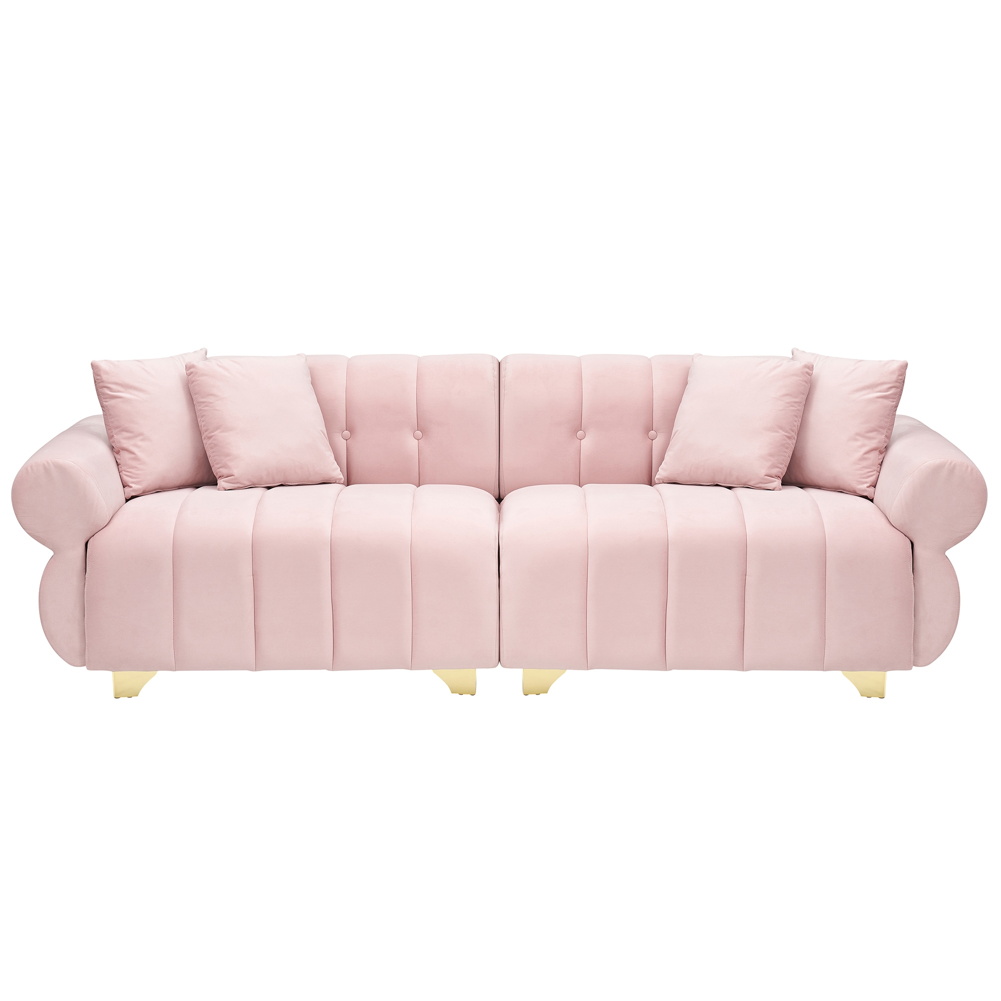 Bybafun YC5200088 89.3-in Modern Pink Velvet Sofa