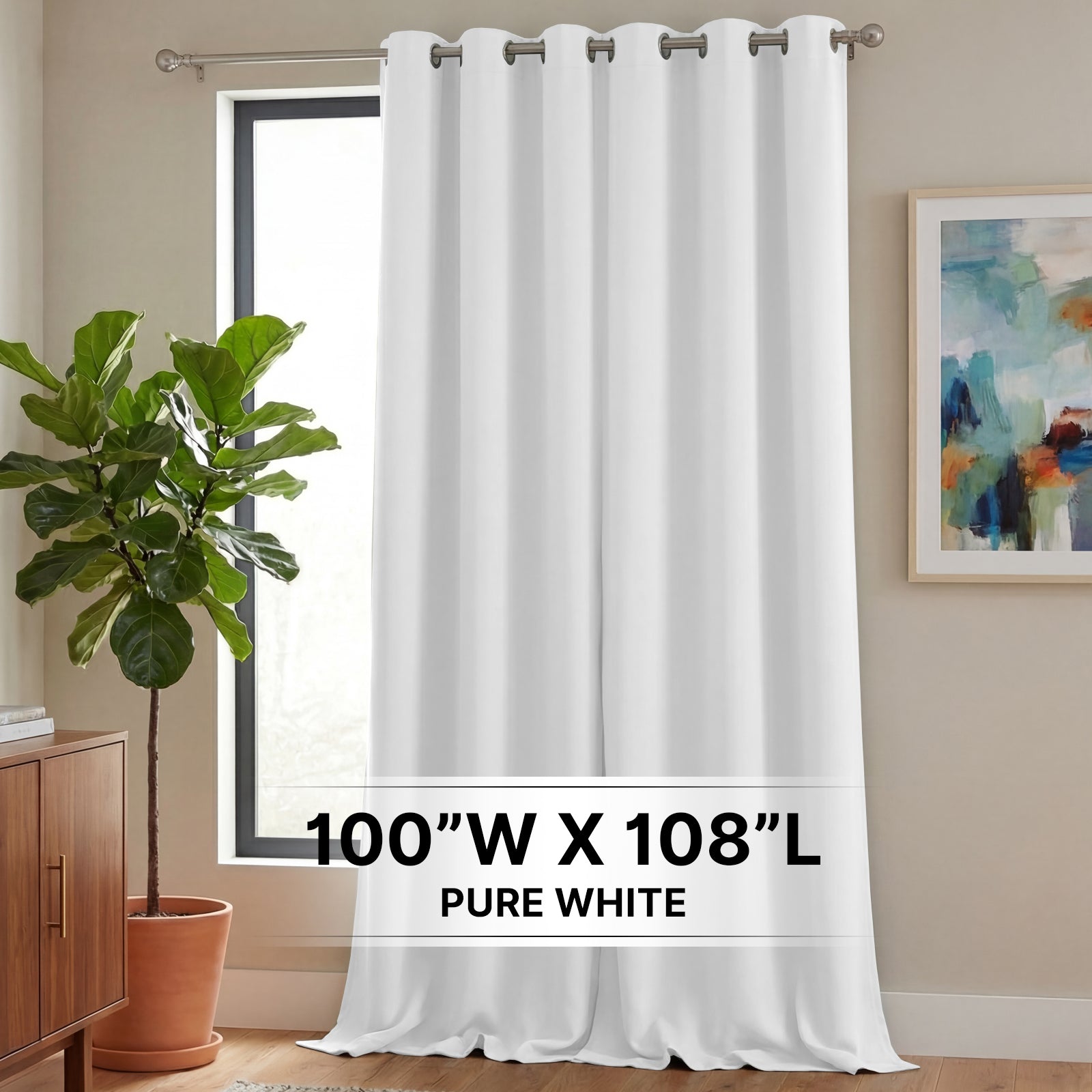 H.Versailtex -  1 Panel Premium Blackout Single Curtain Panel Grommet Top 100W x 108L Pure White
