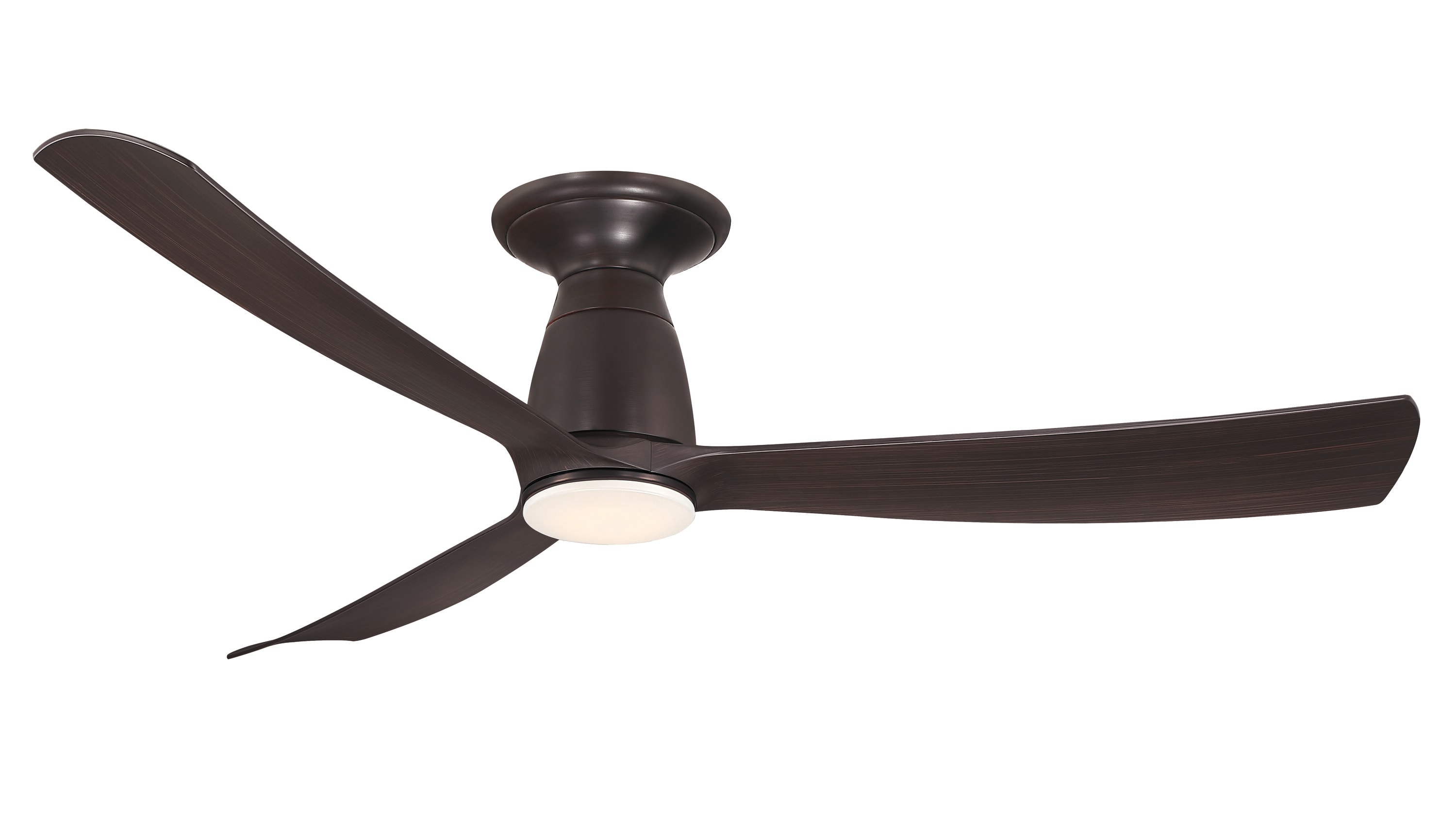 Fanimation Kute 52-in Dark Bronze with Dark Walnut Blades Color-changing Integrated LED Indoor/Outdoor Flush Mount Smart Propeller Ceiling Fan with -  FPD8534DZ-LK-F