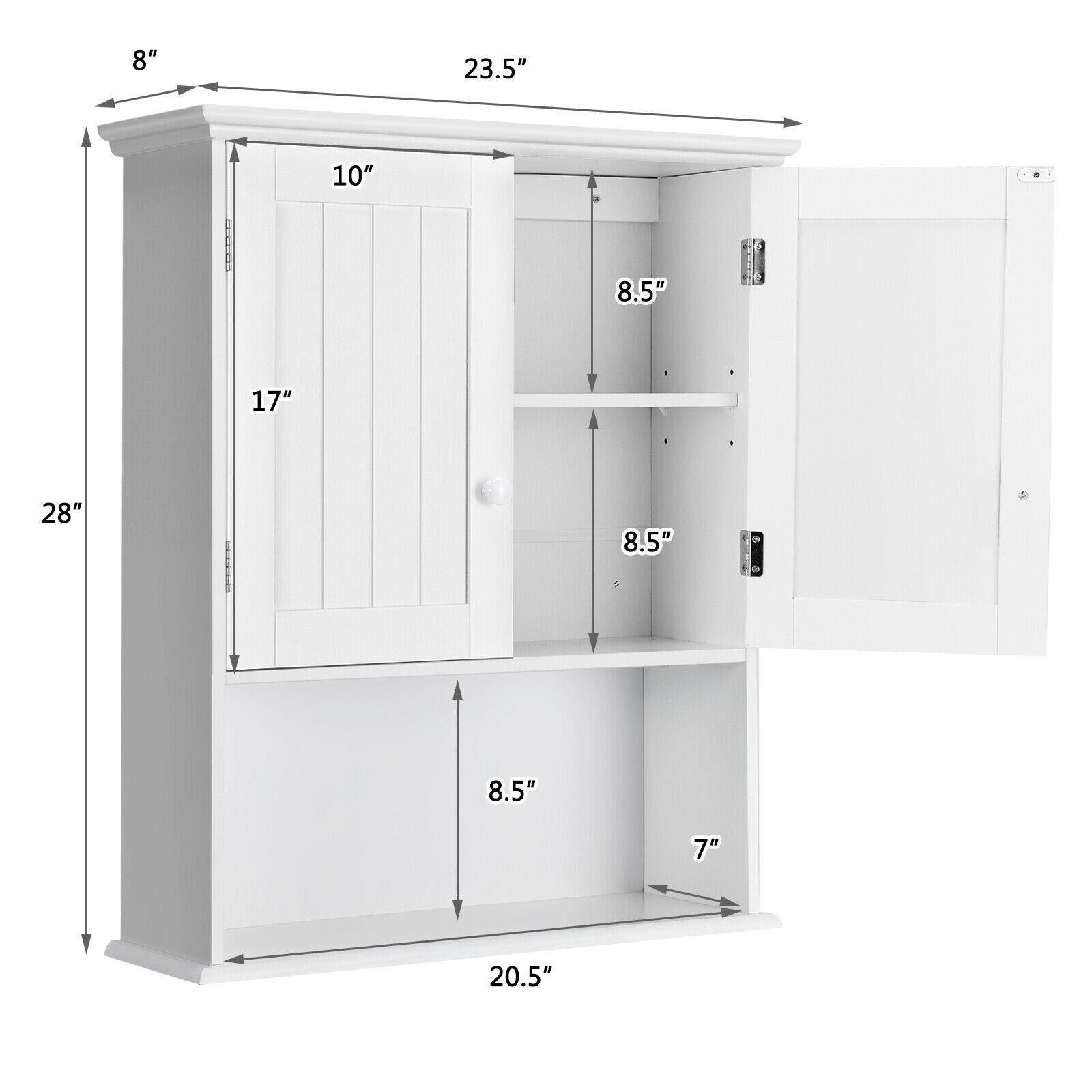 Forclover Bathroom Storage Cabinet 23.5-in x 28-in x 8-in White ...