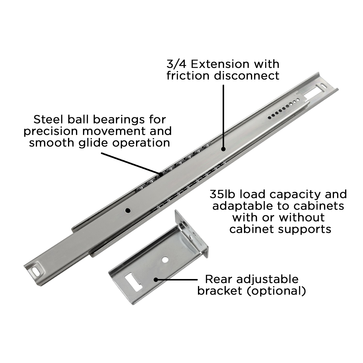 Hickory Hardware 14-in 3/4 Extension Soft Close Center Mount 35-lb Load ...