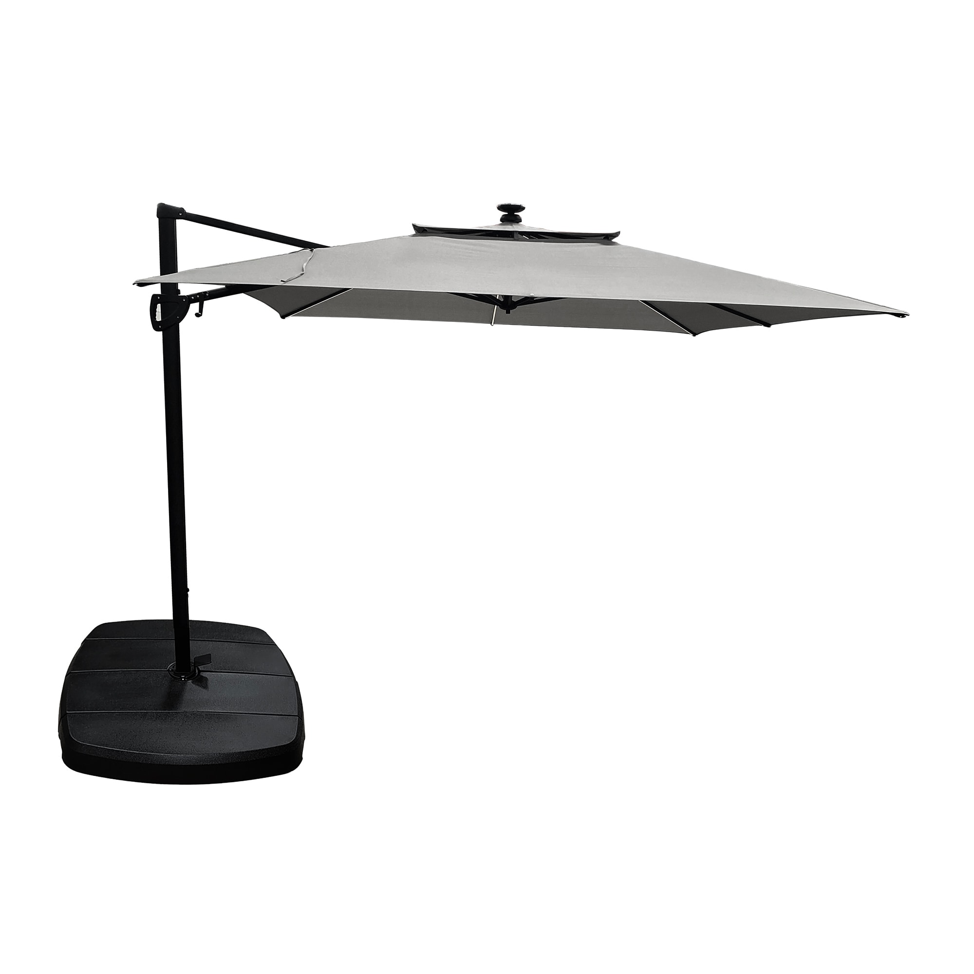 allen + roth 10ft Aluminum Gray Crank Cantilever Patio Umbrella with