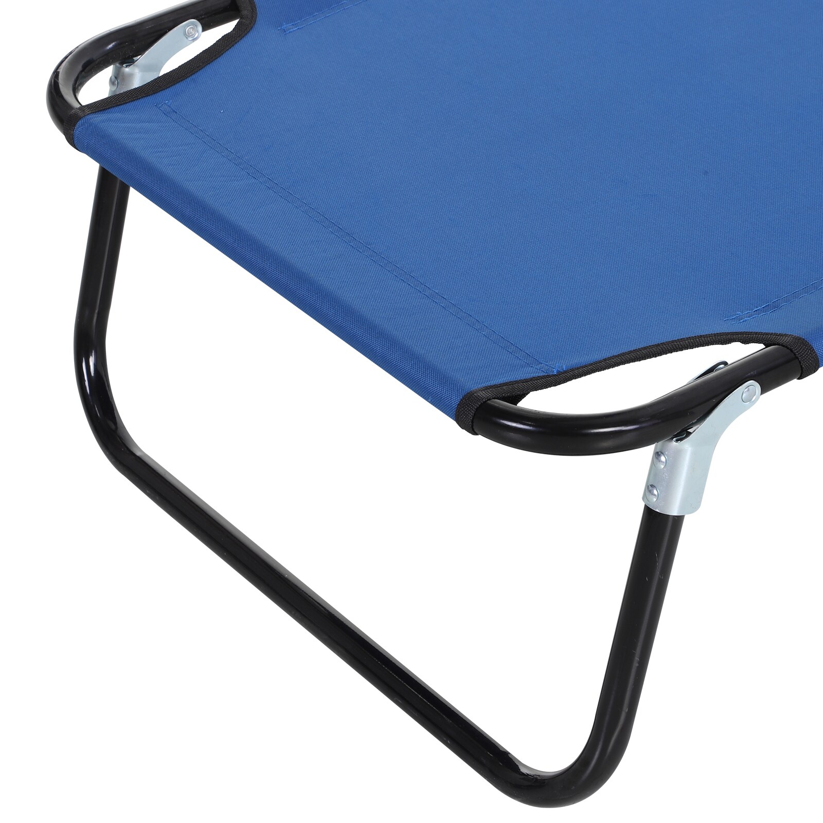 Blue Steel Frame Folding Outdoor Chaise Lounge Chair