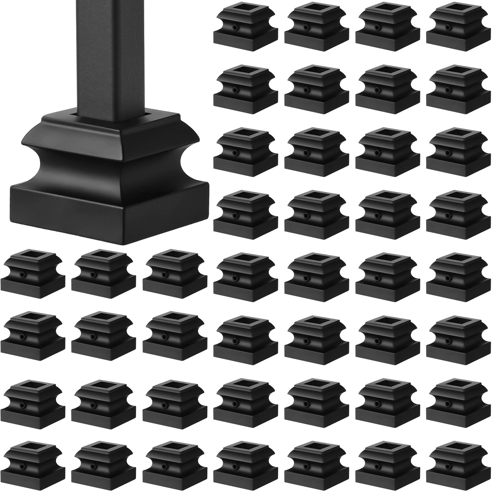 Aoibox  Flat Baluster Shoes with Pre Inserted Screws for 0 5 in Square Iron Balusters Satin Black Finish 96 Pack