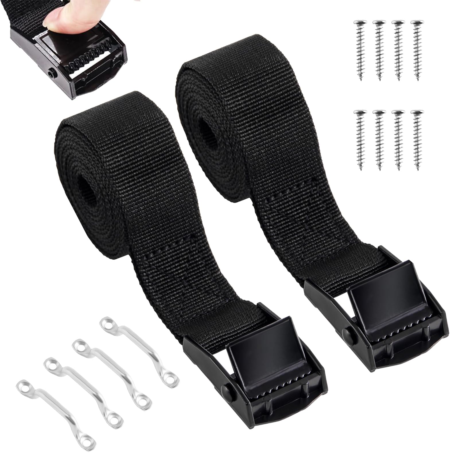 Anqtovp  1 Inch by 78 Inch power cell Hold Down Straps with Stainless Steel Brackets and Cam Buckles for Boats Coolers power cell Boxes Fuel