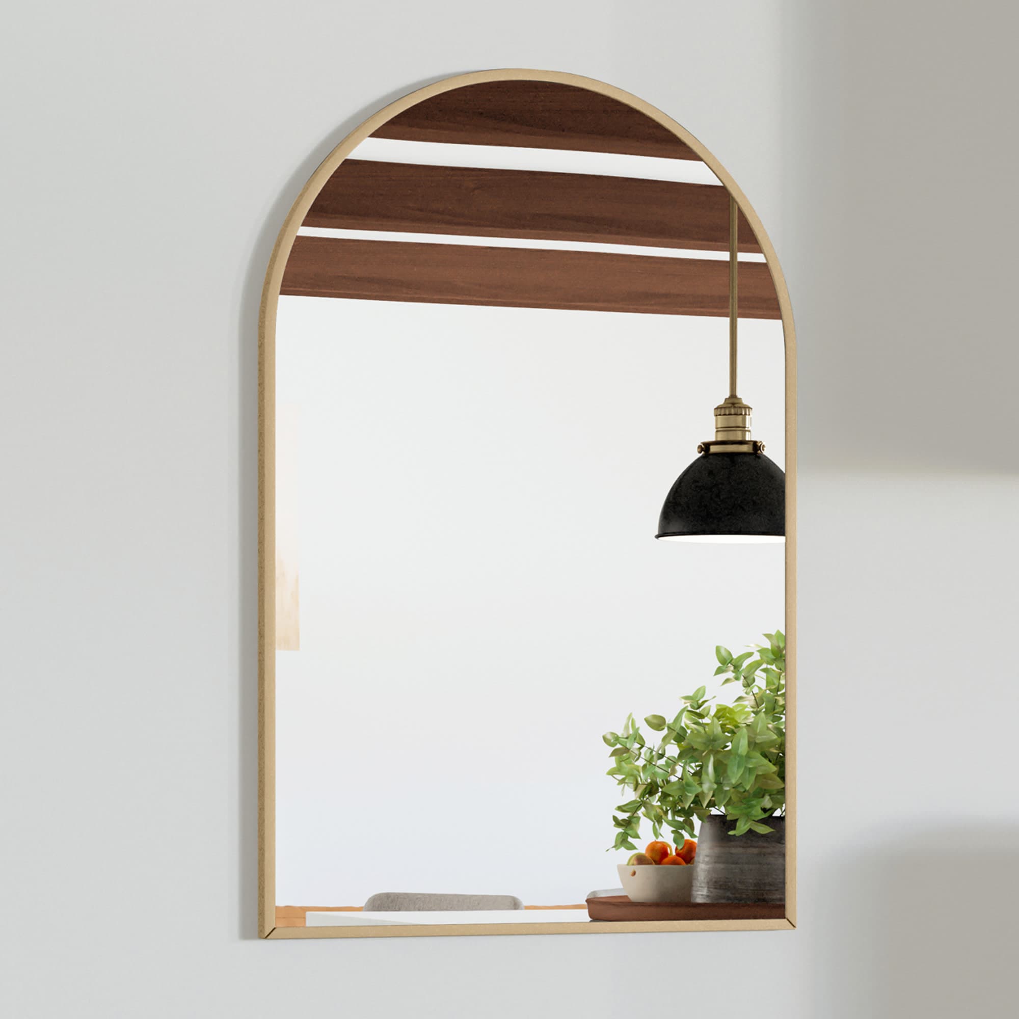 Design House 596726-GLD 24-Inches x 36-Inches Framed Arch Bathroom Vanity Mirror ( Brushed Gold )