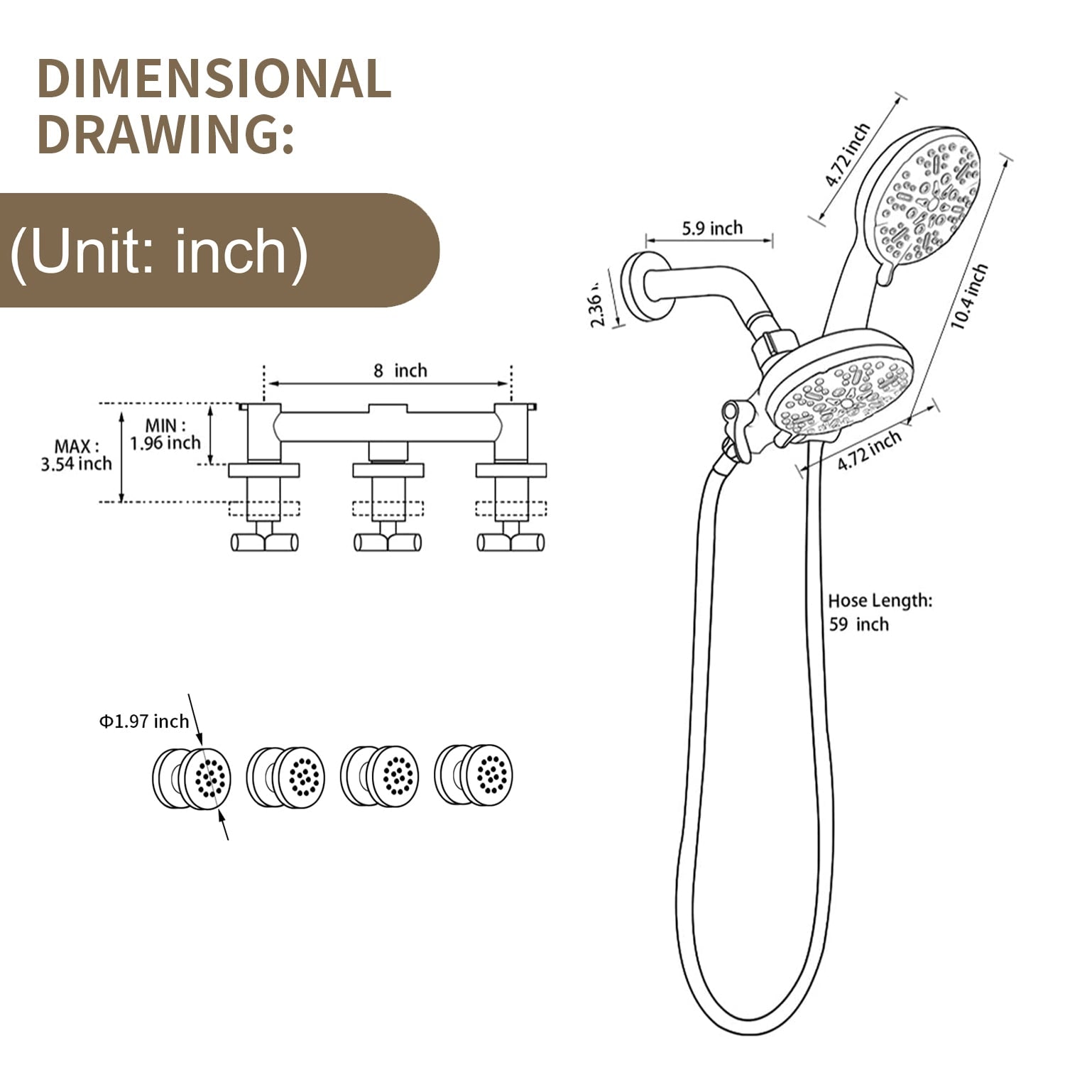 Boyel Living BL88060B Showerhead-Bar-Panels - View #2