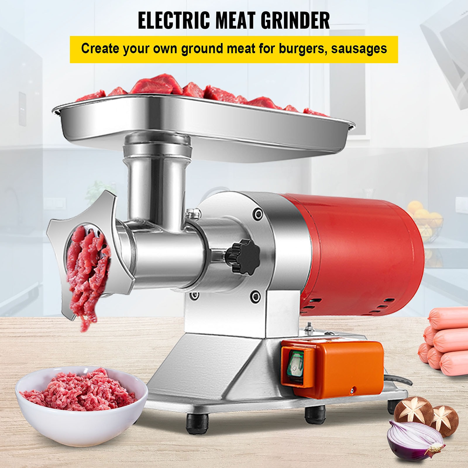 Cast Iron Table Mount Meat Grinder - Manual Mincer Includes Two 3/4  Cutting Disks and Sausage Stuffer Funnel, Heavy Duty- Make Homemade Ground  Beef